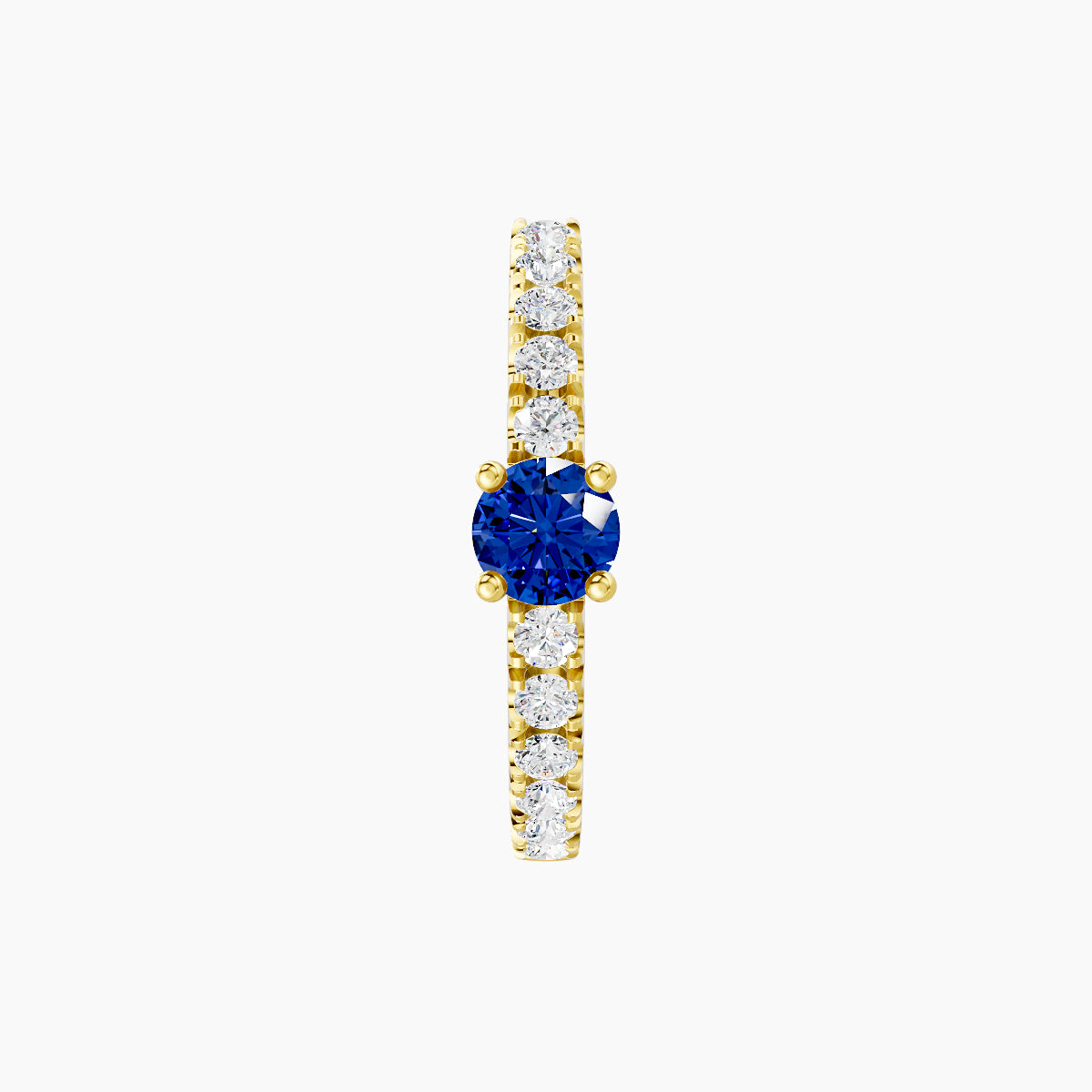Inanna | 18k Yellow Gold 9.5 mm Round Sapphire & Diamond Hoop Piercing