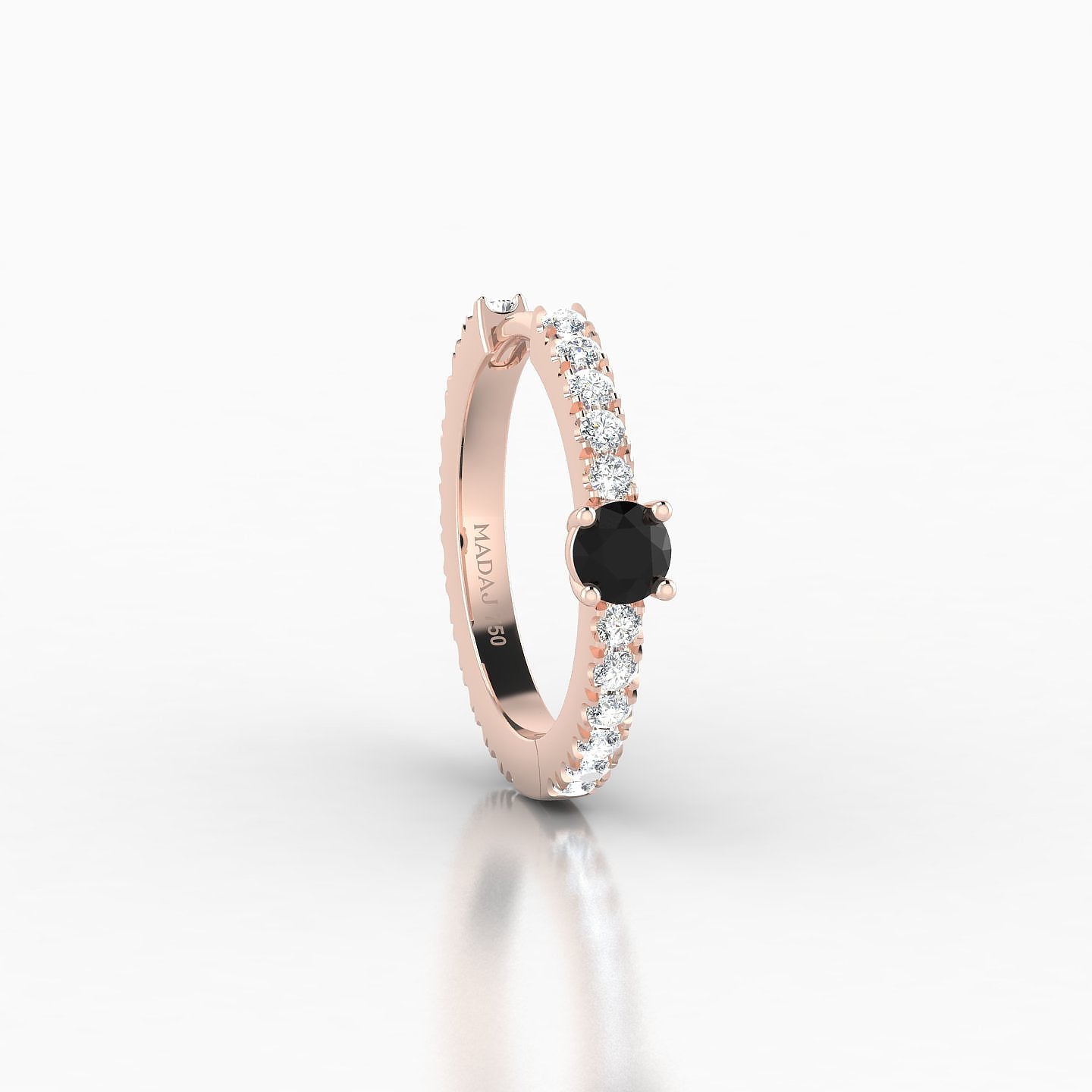 Inanna | 18k Rose Gold 9.5 mm Round Black Diamond & Diamond Hoop Piercing