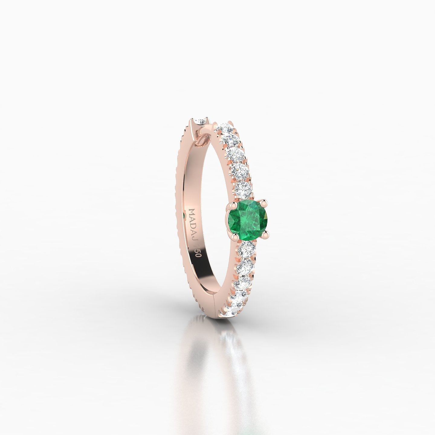 Inanna | 18k Rose Gold 9.5 mm Round Emerald & Diamond Hoop Piercing