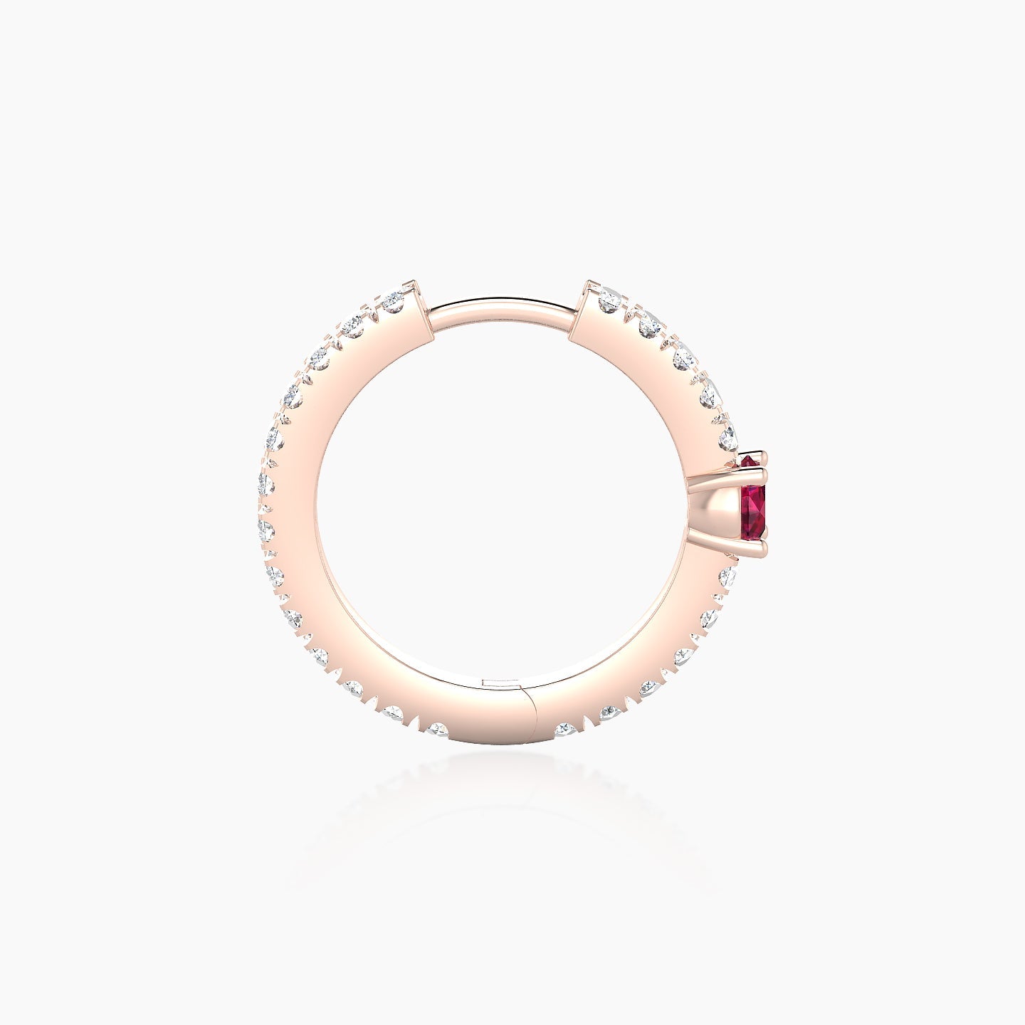 Inanna | 18k Rose Gold 9.5 mm Round Ruby & Diamond Hoop Piercing