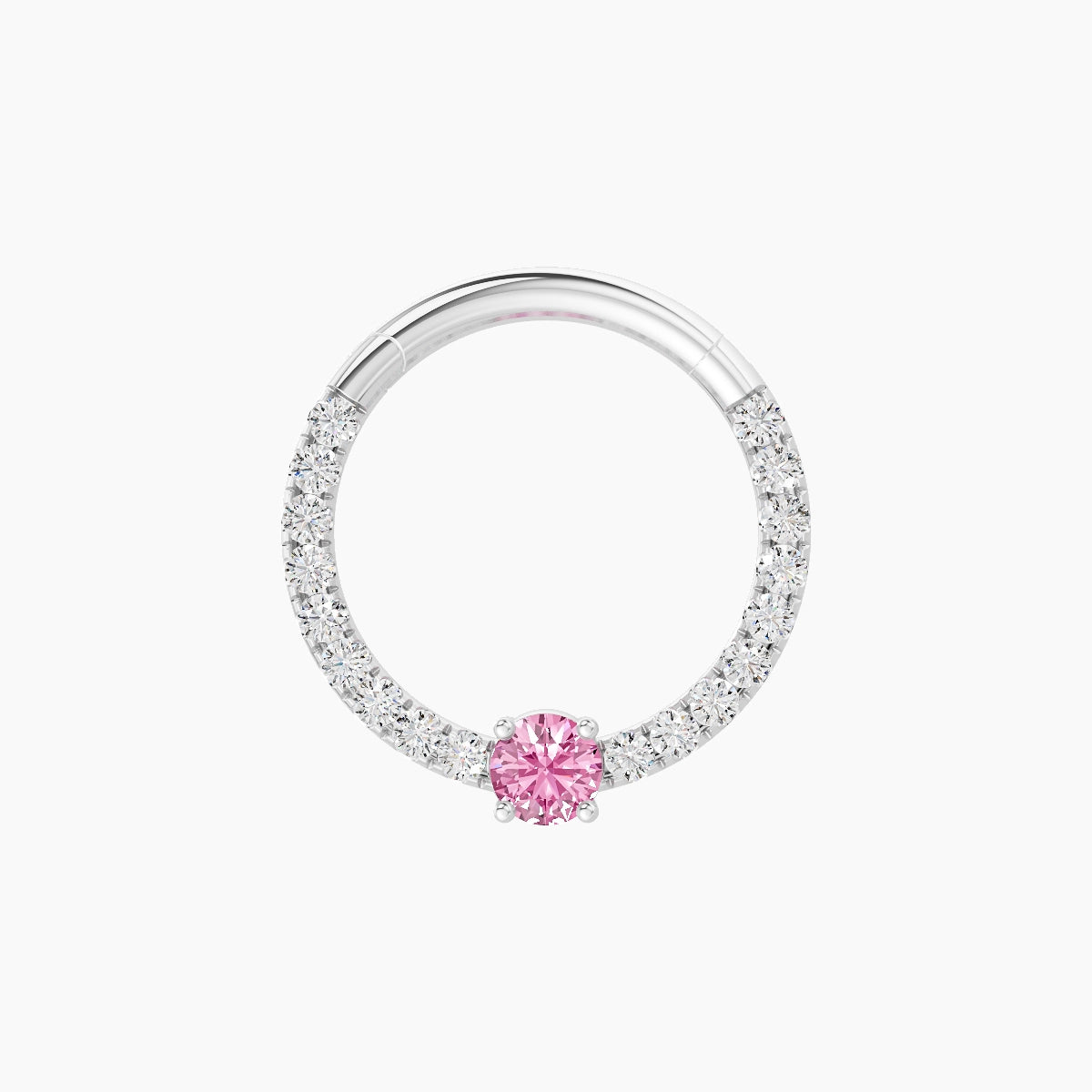 Inanna | 18k White Gold 9.5 mm Round Pink Sapphire & Diamond Septum Piercing