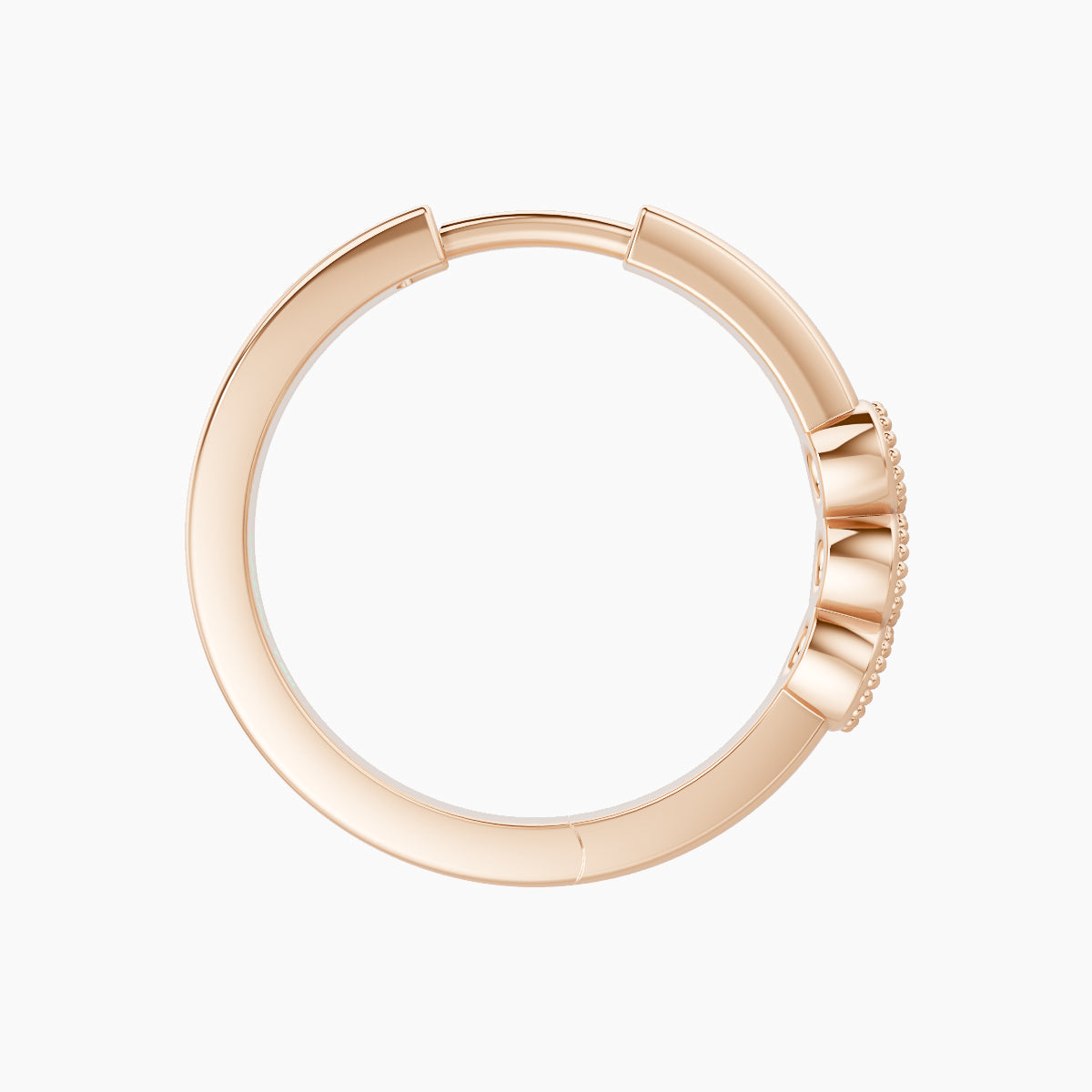 Irene | 18k Rose Gold 11 mm Trilogy Emerald Hoop Piercing