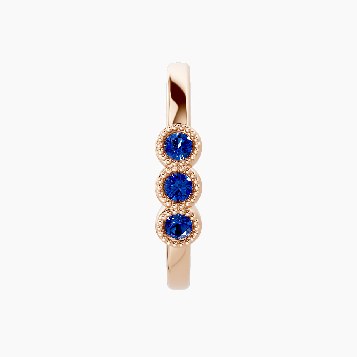 Irene | 18k Rose Gold 11 mm Trilogy Sapphire Hoop Piercing