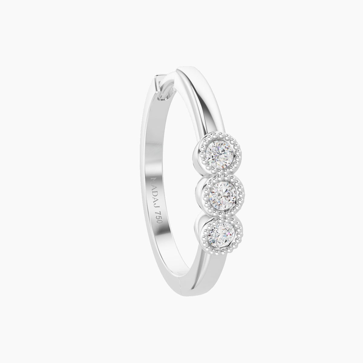 Irene | 18k White Gold 11 mm Trilogy Diamond Hoop Piercing
