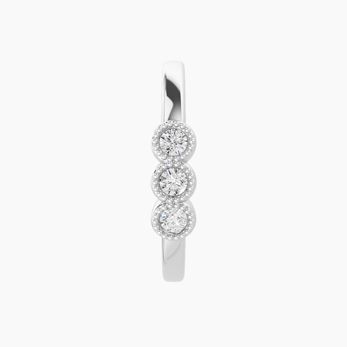 Irene | 18k White Gold 11 mm Trilogy Diamond Hoop Piercing