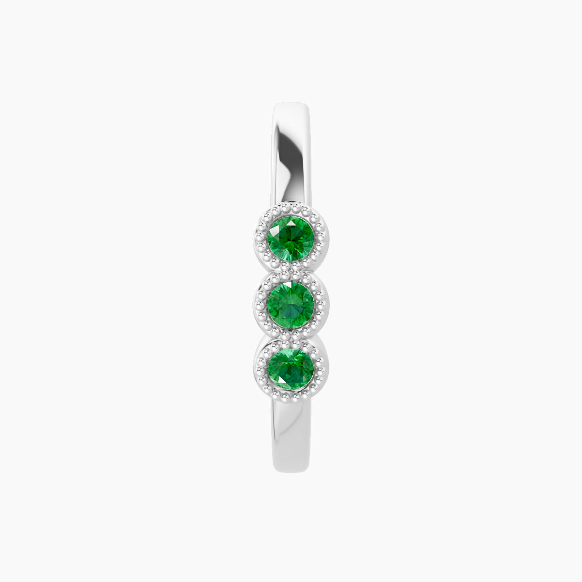 Irene | 18k White Gold 11 mm Trilogy Emerald Hoop Piercing