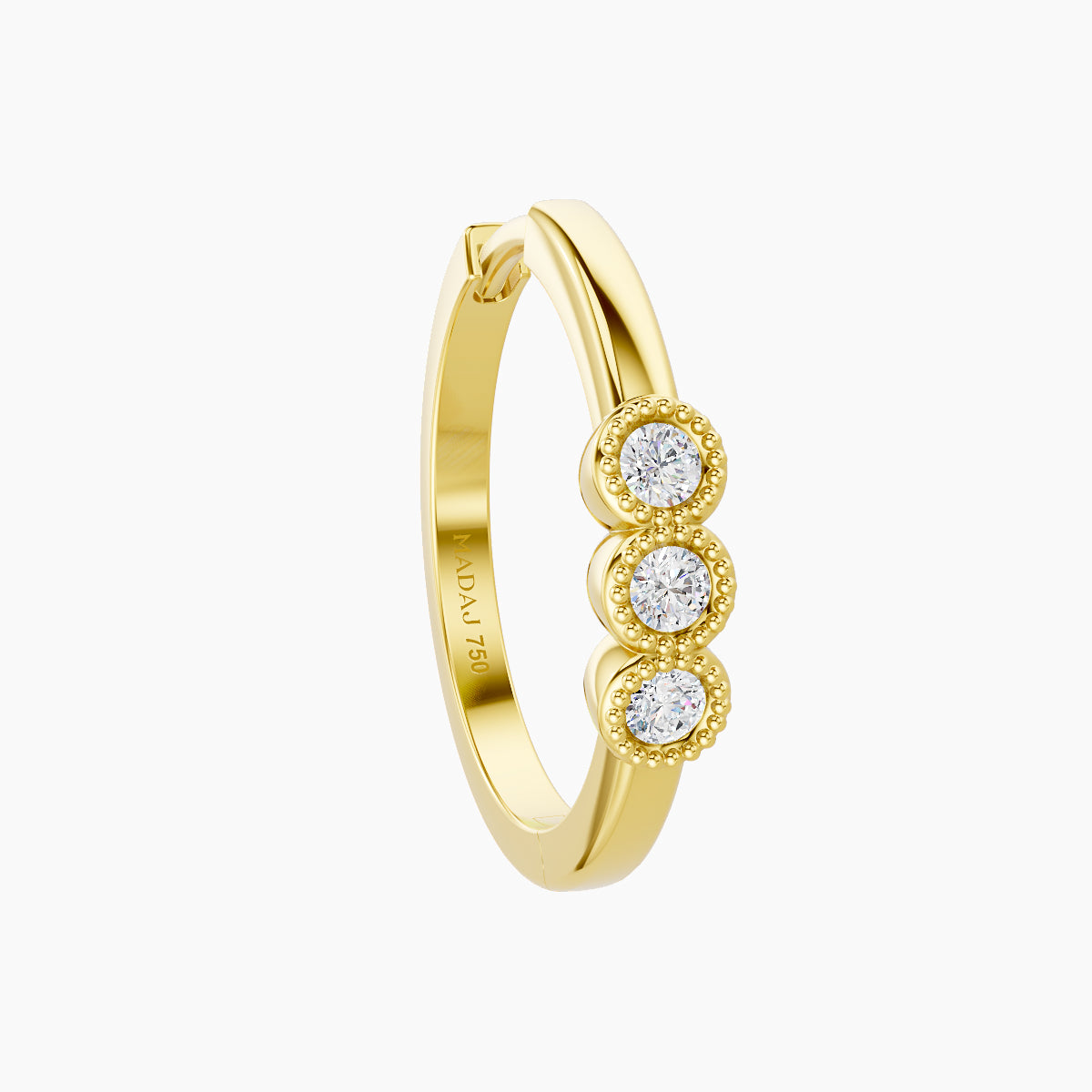 Irene | 18k Yellow Gold 11 mm Trilogy Diamond Hoop Piercing