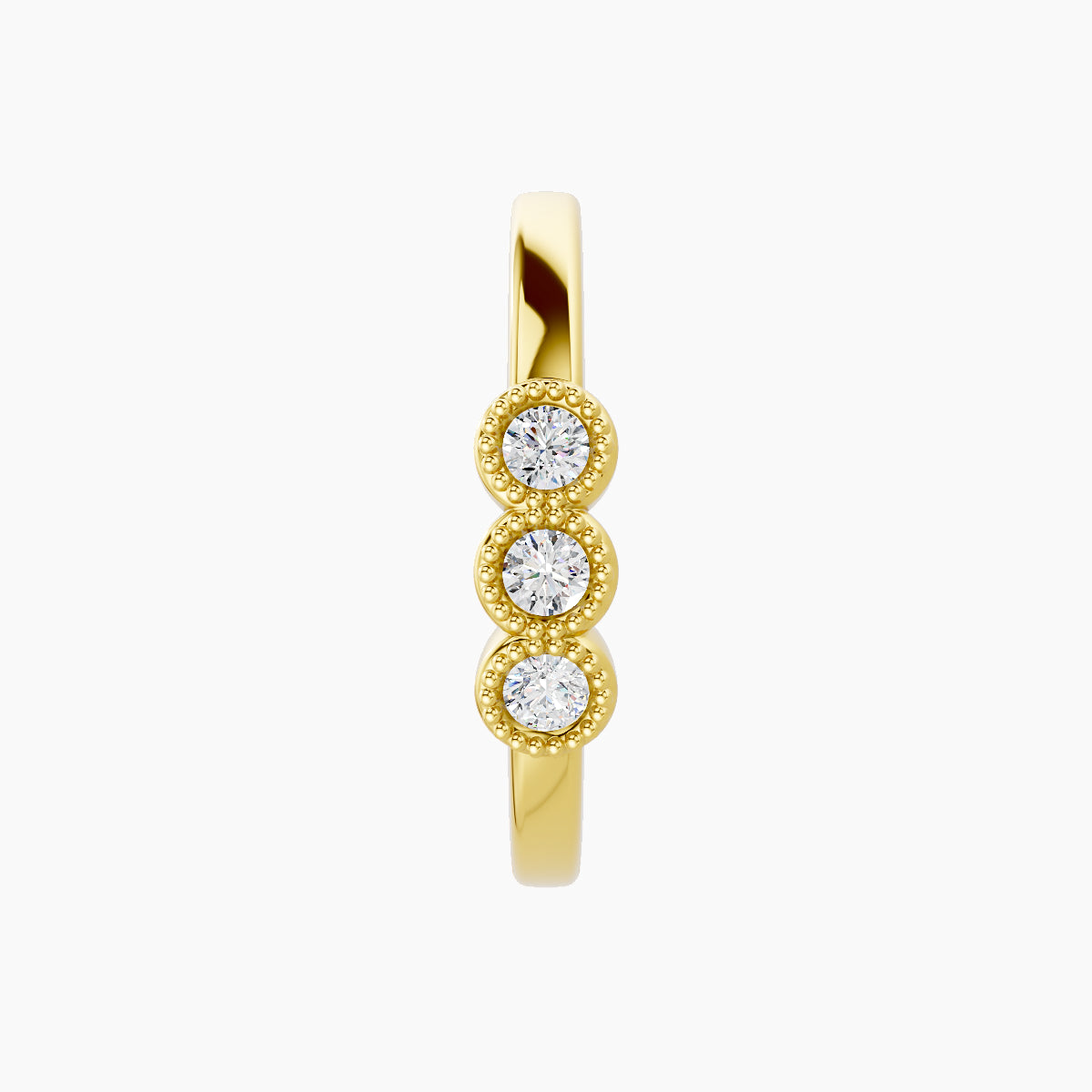 Irene | 18k Yellow Gold 11 mm Trilogy Diamond Hoop Piercing