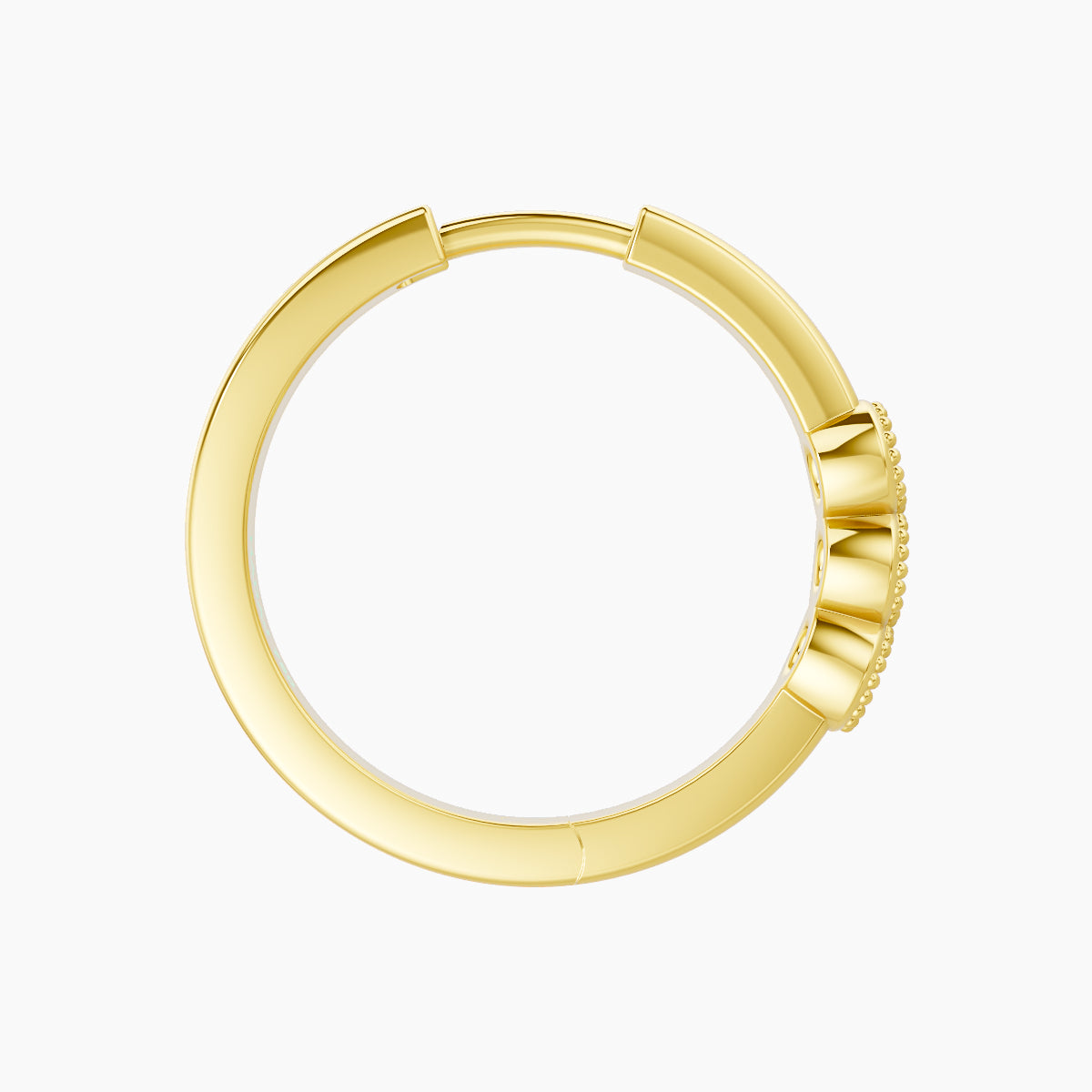 Irene | 18k Yellow Gold 11 mm Trilogy Emerald Hoop Piercing