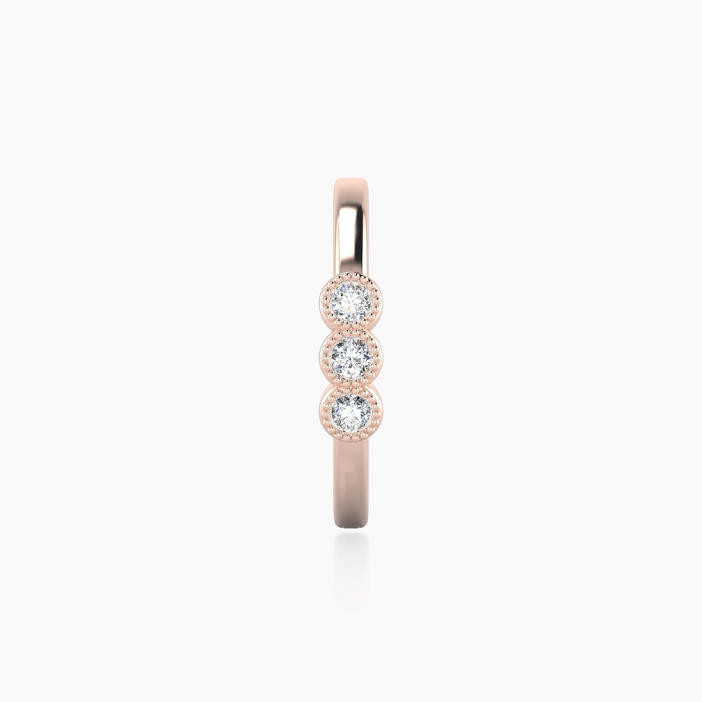 Irene | 18k Rose Gold 11 mm Trilogy Diamond Hoop Piercing