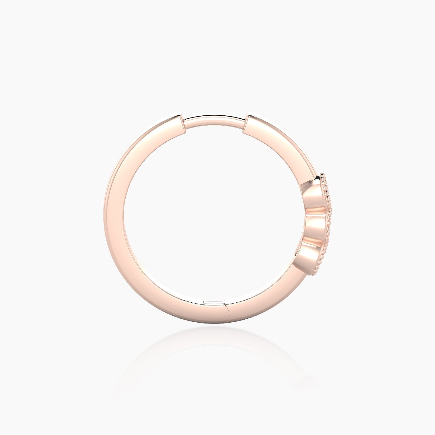Irene | 18k Rose Gold 11 mm Trilogy Ruby Hoop Piercing
