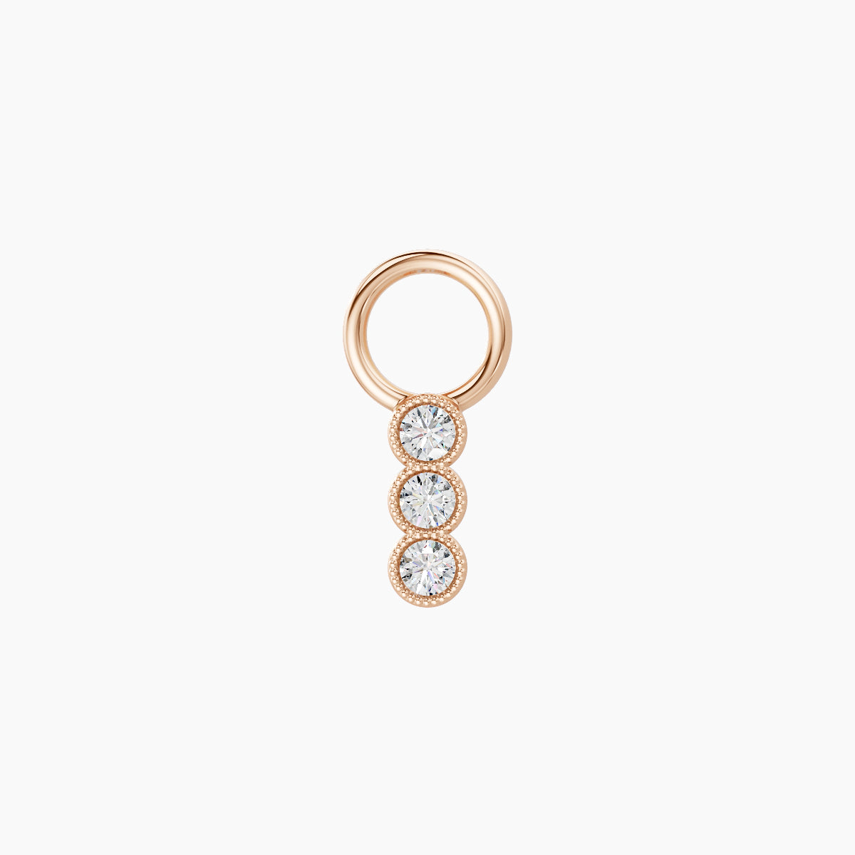 Irene | 18k Rose Gold 5.5 mm Trilogy Diamond Charm