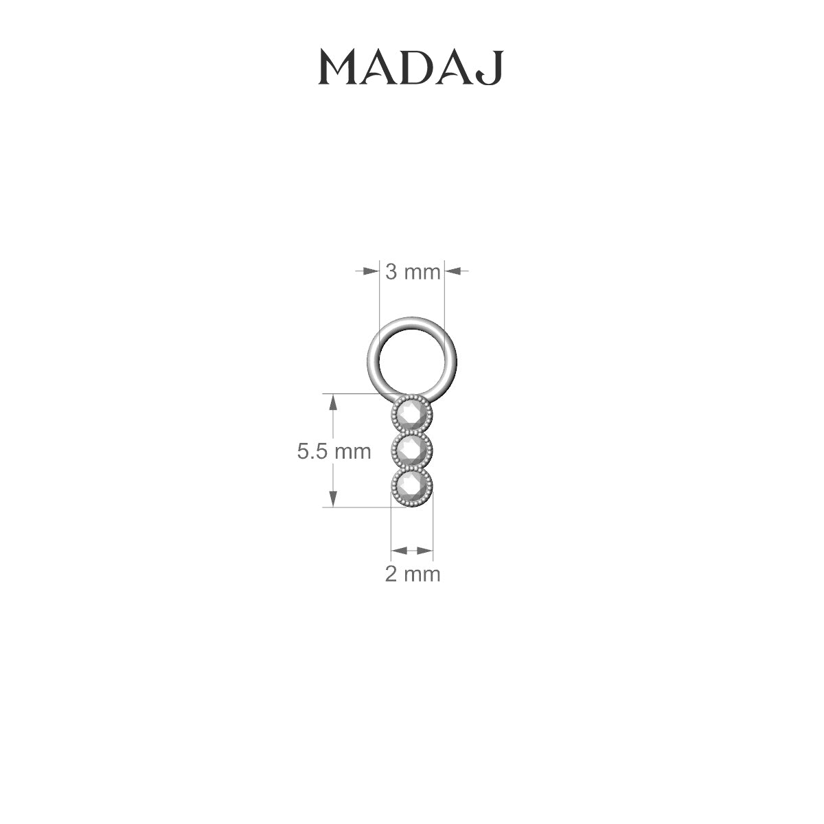 Irene | 18k Yellow Gold 5.5 mm Trilogy Diamond Charm