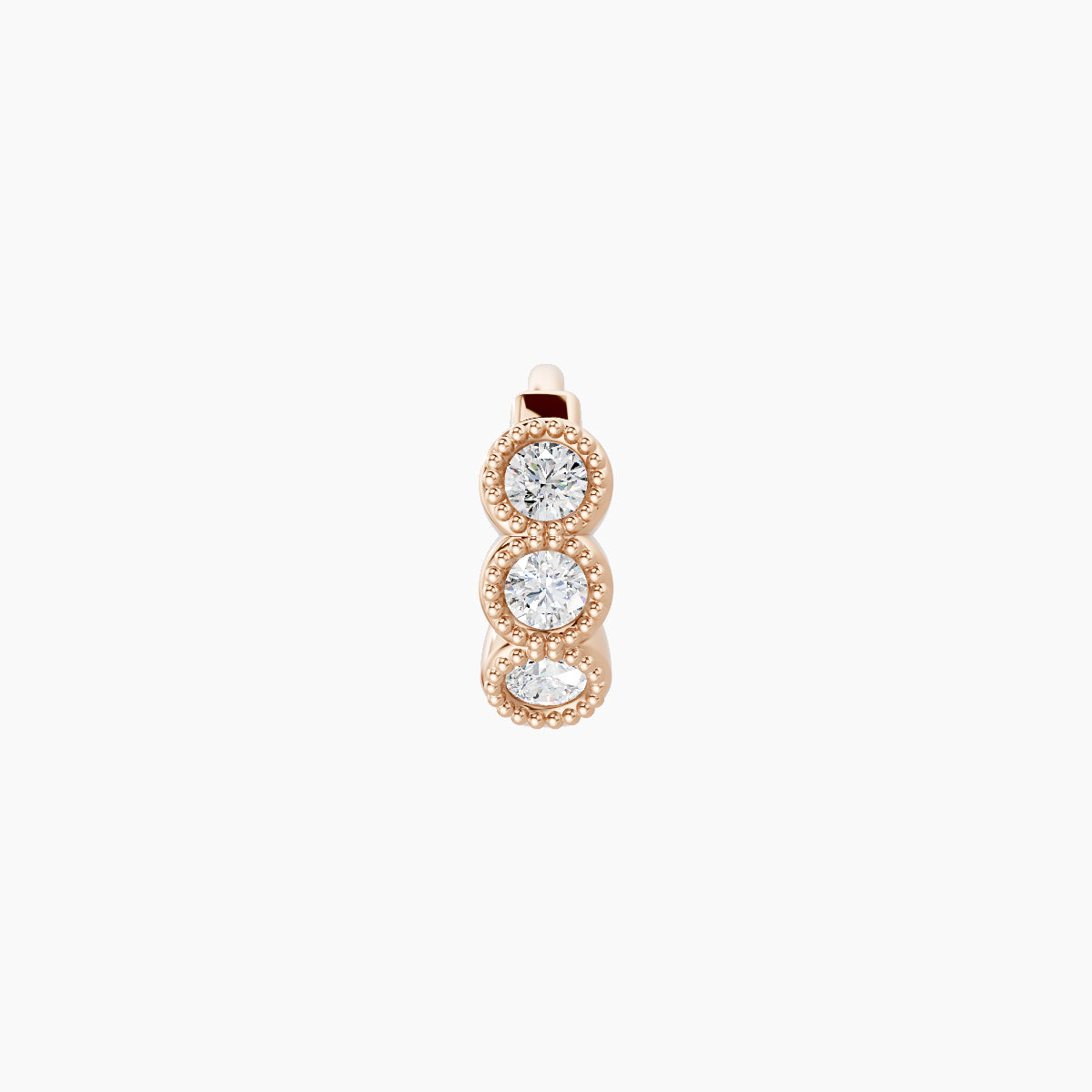 Irene | 18k Rose Gold 5 mm Trilogy Diamond Hoop Piercing