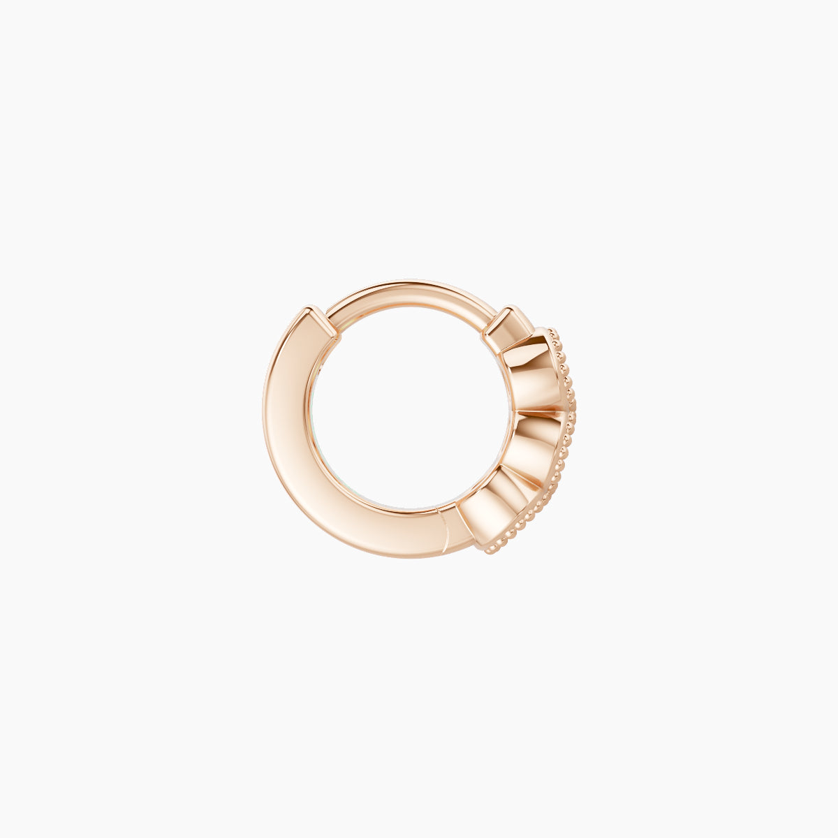 Irene | 18k Rose Gold 5 mm Trilogy Emerald Hoop Piercing