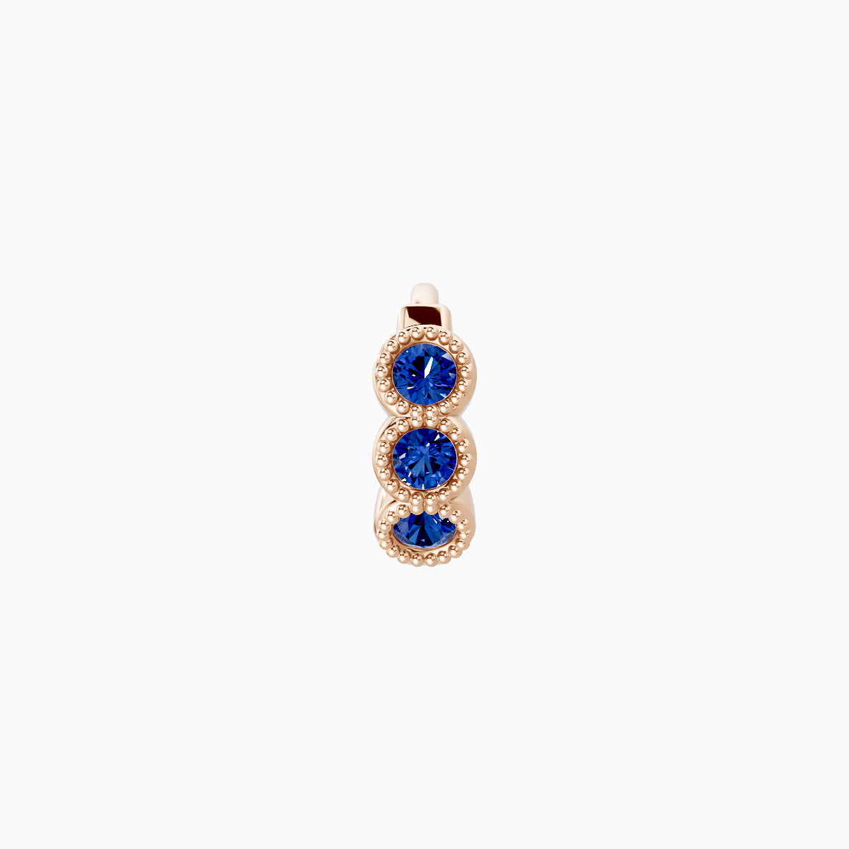 Irene | 18k Rose Gold 5 mm Trilogy Sapphire Hoop Piercing