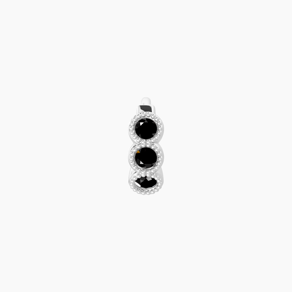 Irene | 18k White Gold 5 mm Trilogy Black Diamond Hoop Piercing