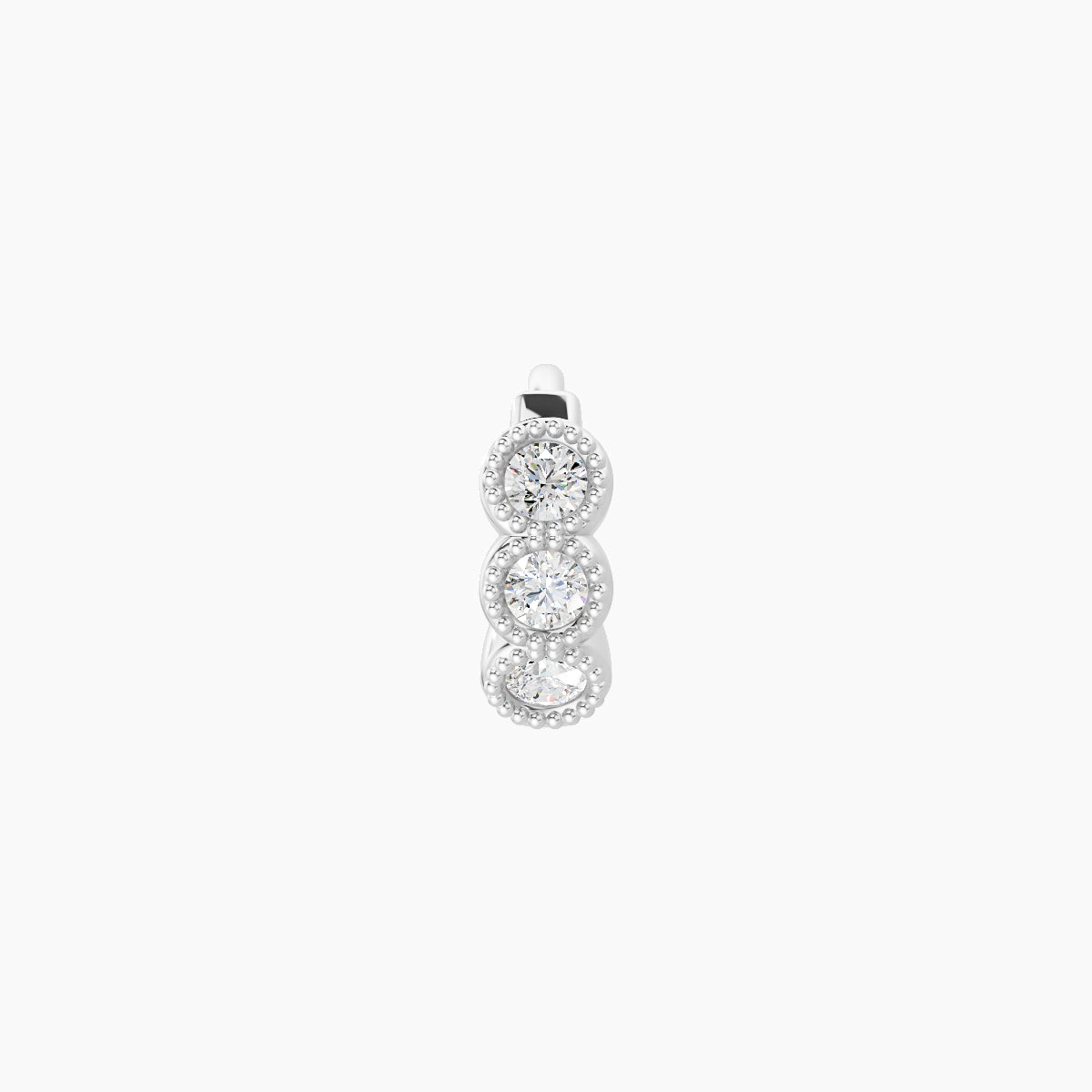 Irene | 18k White Gold 5 mm Trilogy Diamond Hoop Piercing