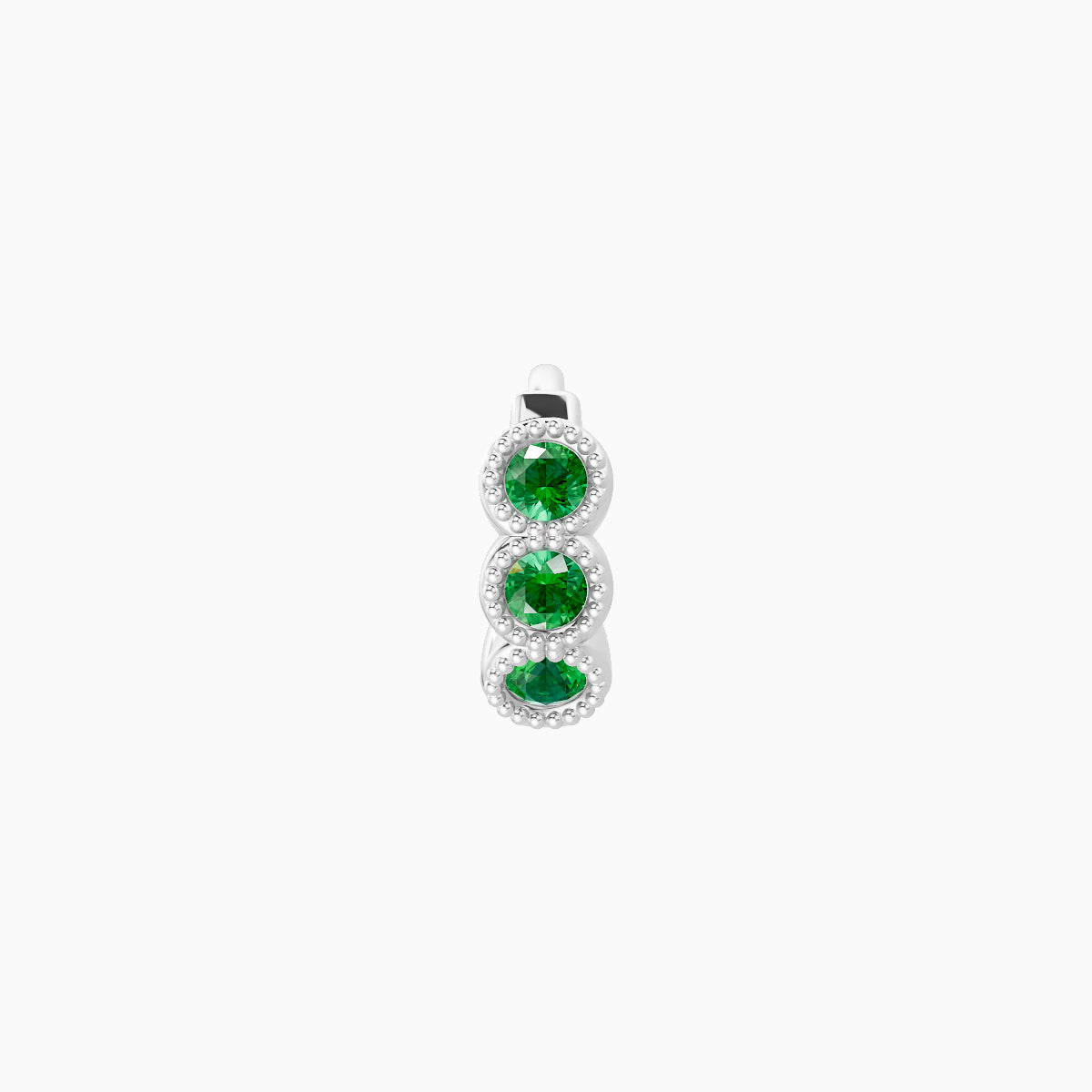 Irene | 18k White Gold 5 mm Trilogy Emerald Hoop Piercing