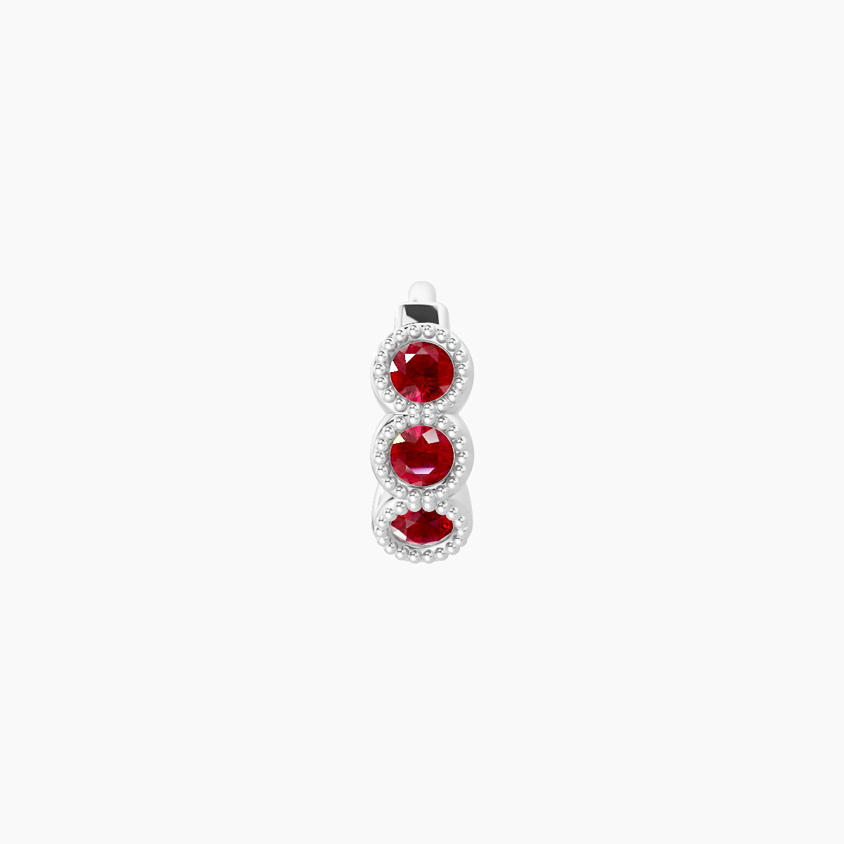 Irene | 18k White Gold 5 mm Trilogy Ruby Hoop Piercing