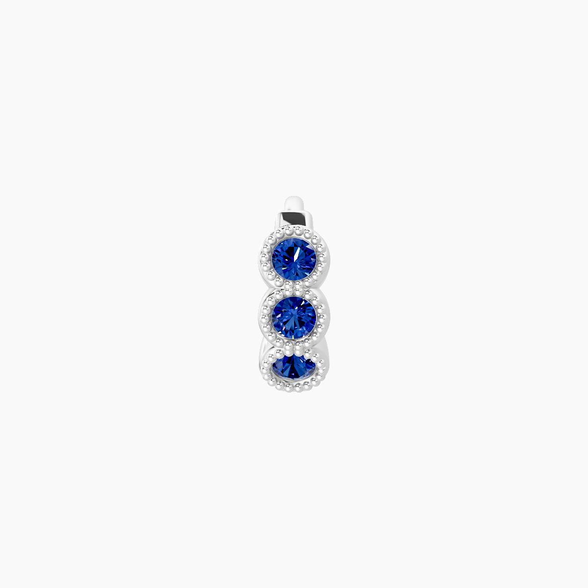 Irene | 18k White Gold 5 mm Trilogy Sapphire Hoop Piercing