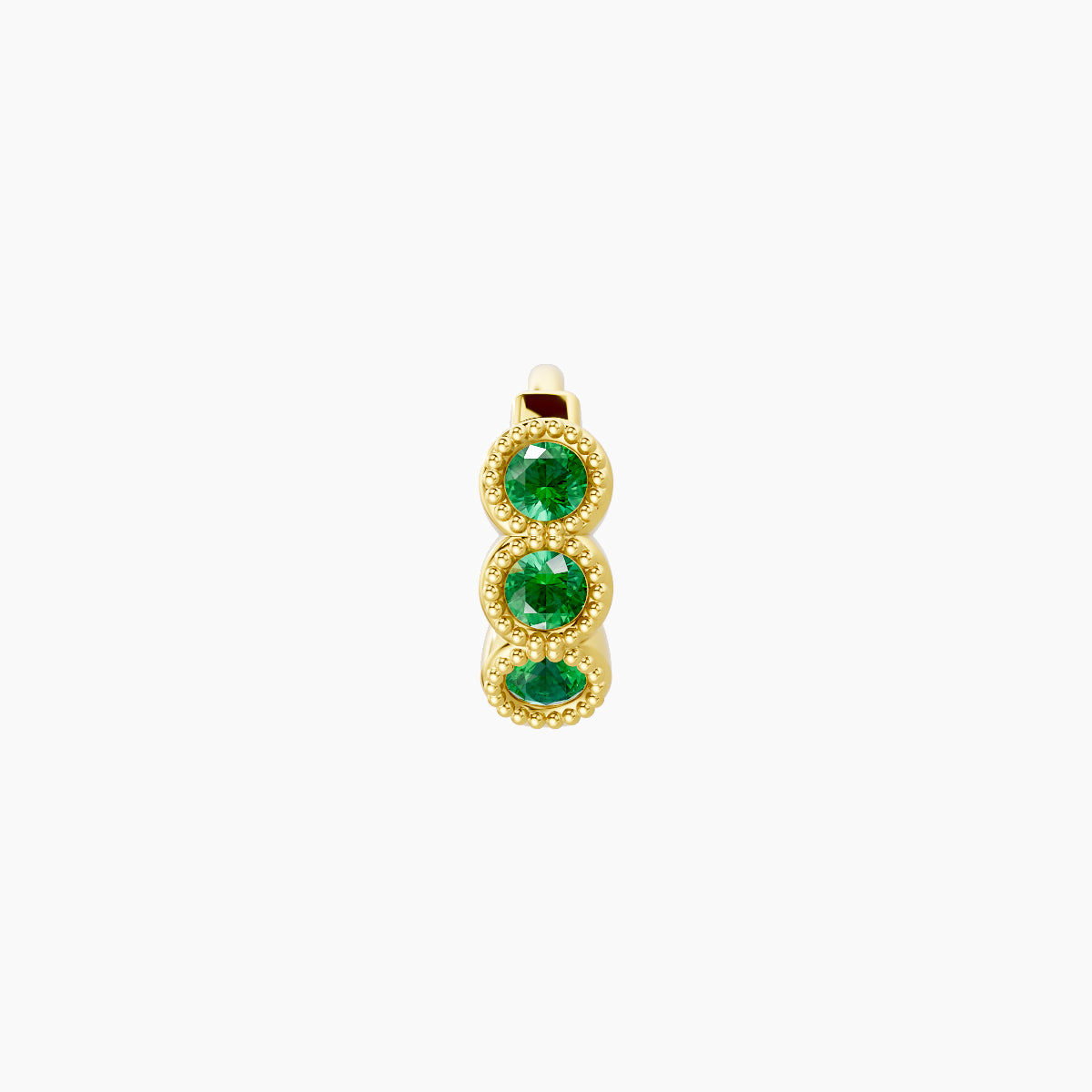 Irene | 18k Yellow Gold 5 mm Trilogy Emerald Hoop Piercing