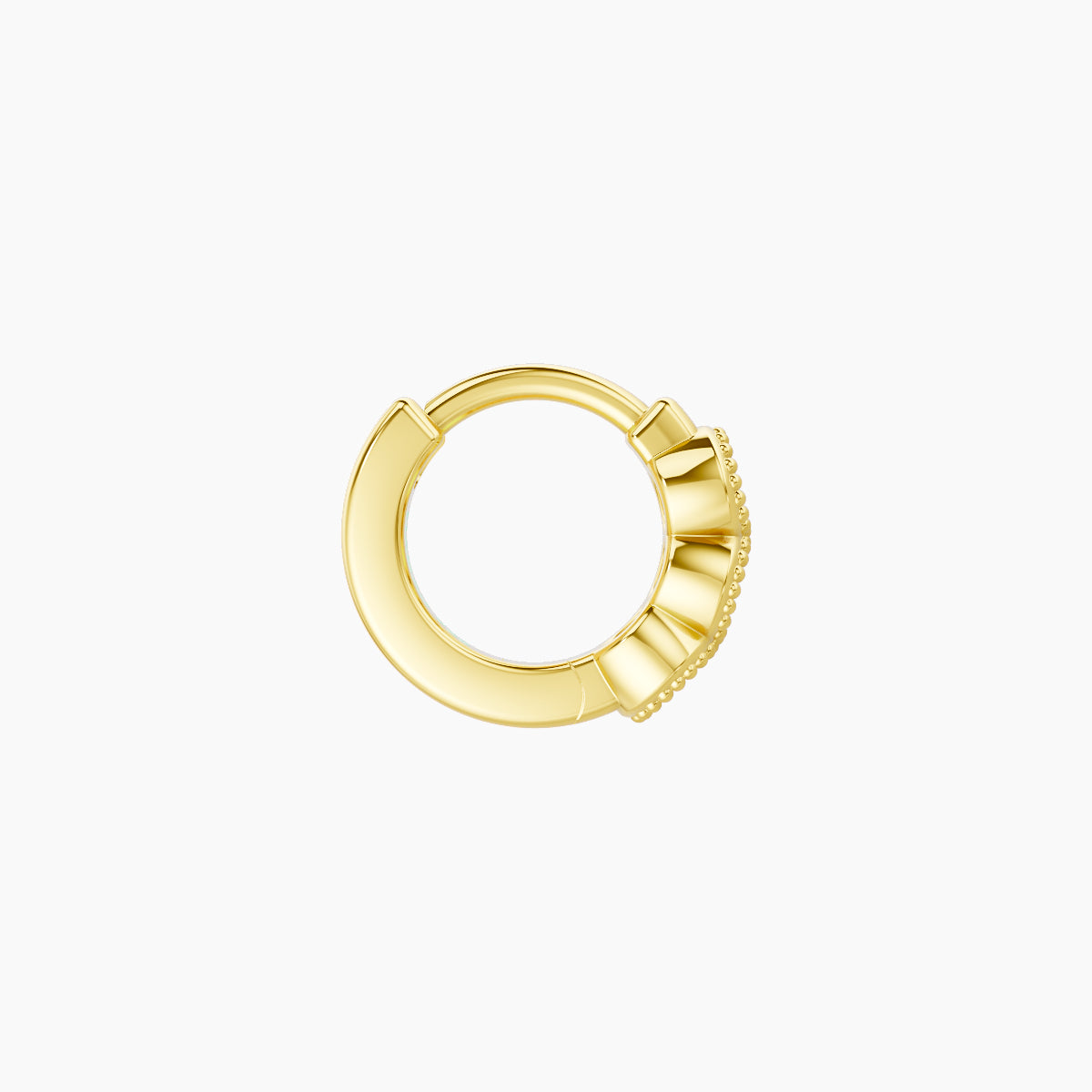 Irene | 18k Yellow Gold 5 mm Trilogy Emerald Hoop Piercing