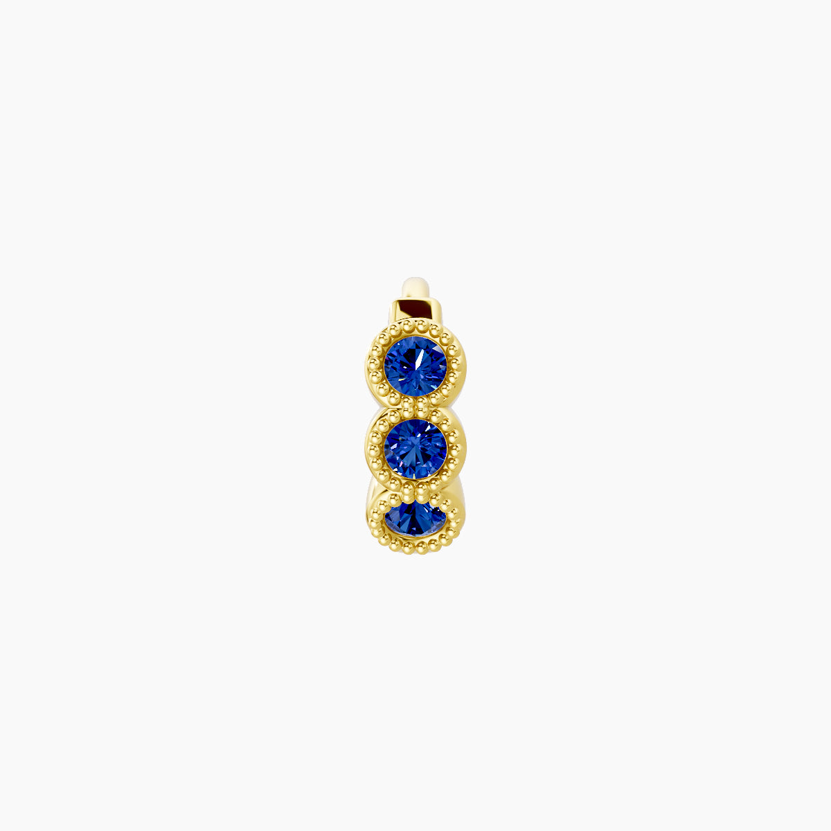 Irene | 18k Yellow Gold 5 mm Trilogy Sapphire Hoop Piercing