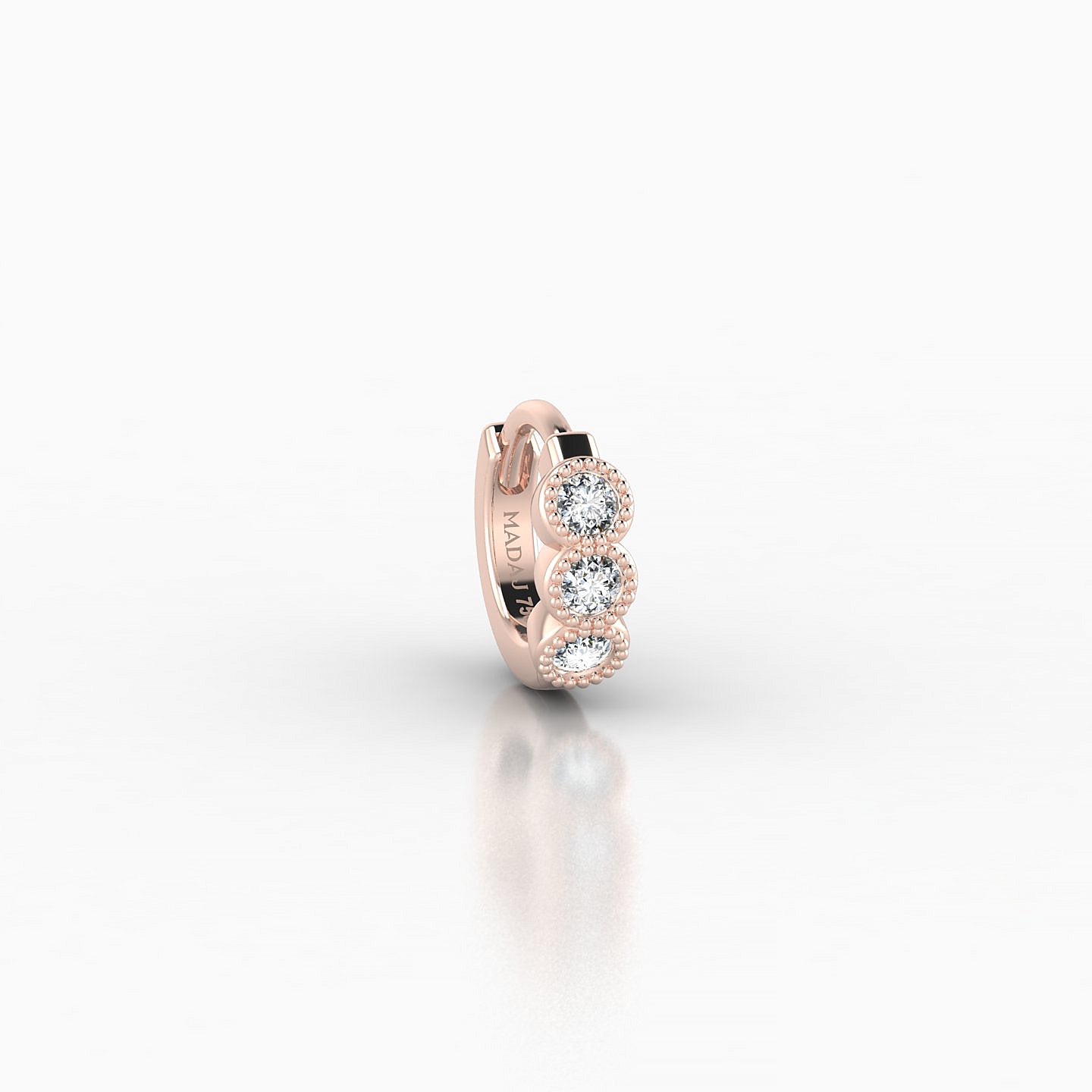 Irene | 18k Rose Gold 5 mm Trilogy Diamond Hoop Piercing