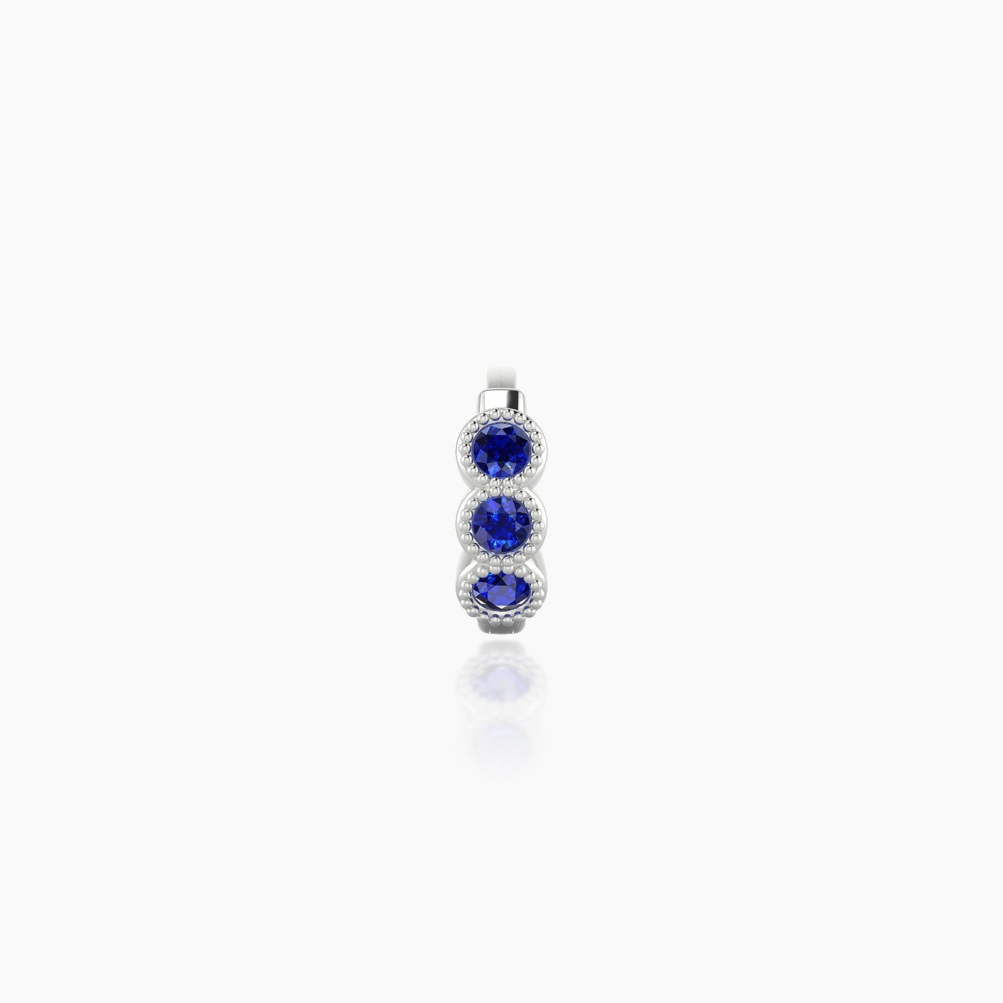 Irene | 18k White Gold 5 mm Trilogy Sapphire Hoop Piercing