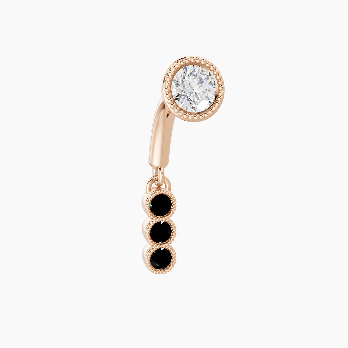 Irene | 18k Rose Gold 6 mm Trilogy Black Diamond & Diamond Rook Piercing
