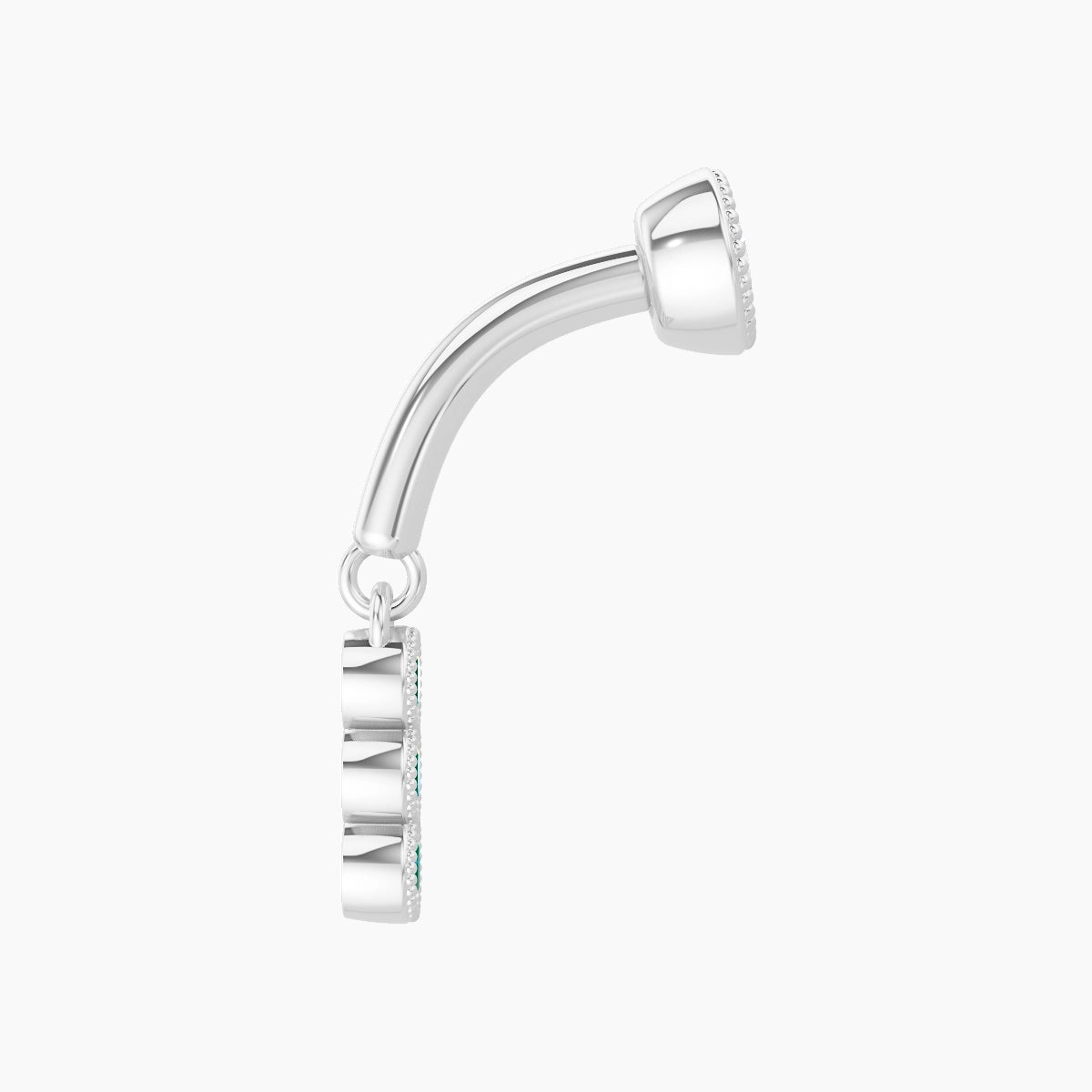 Irene | 18k White Gold 6 mm Trilogy Emerald & Diamond Rook Piercing