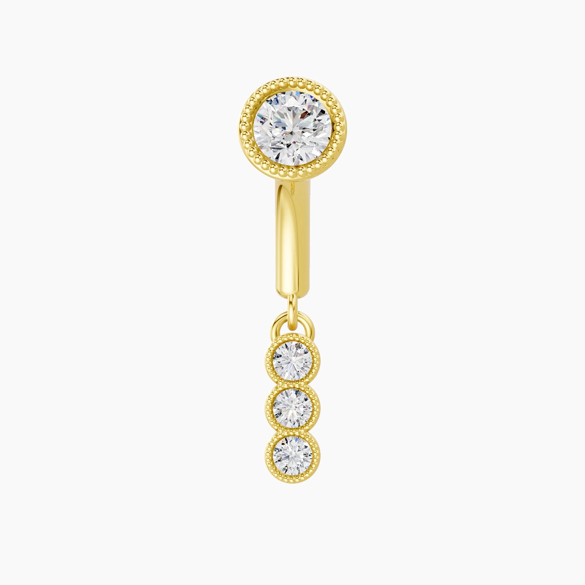 Irene | 18k Yellow Gold 6 mm Trilogy Diamond Rook Piercing