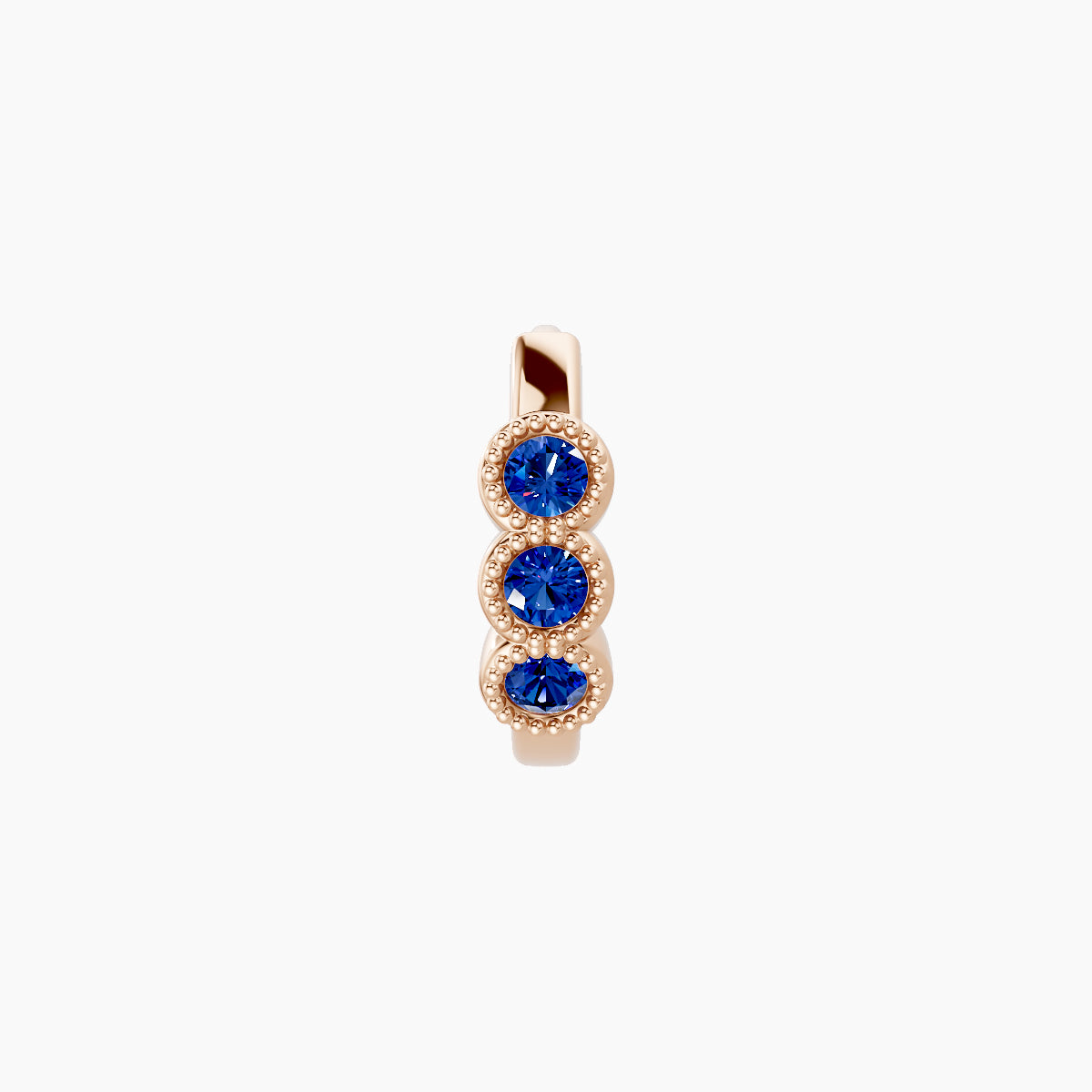 Irene | 18k Rose Gold 6.5 mm Trilogy Sapphire Hoop Piercing