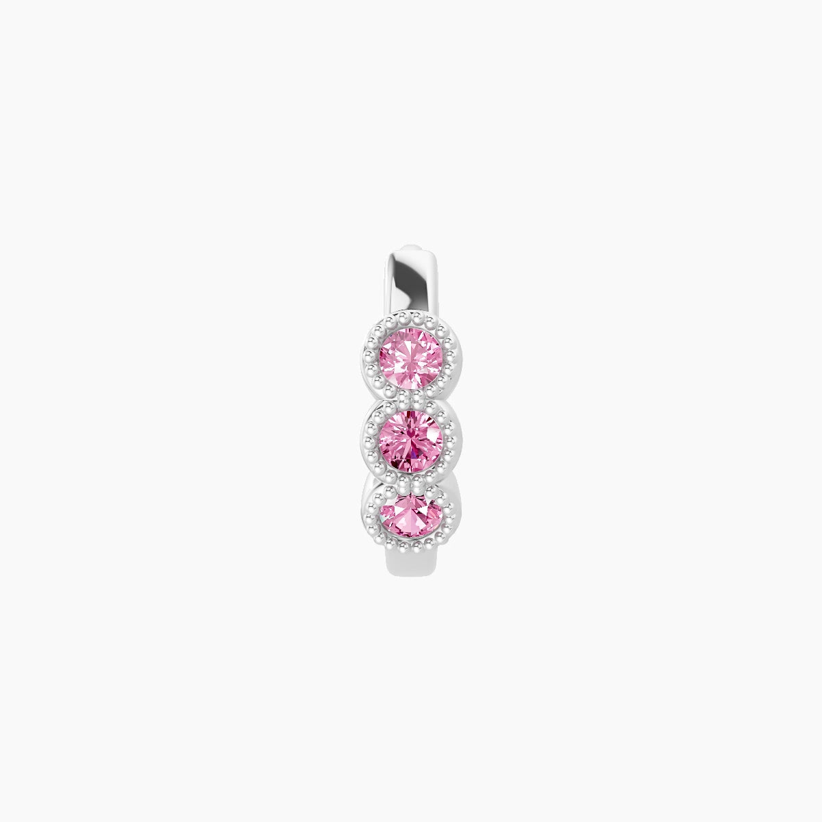 Irene | 18k White Gold 6.5 mm Trilogy Pink Sapphire Hoop Piercing
