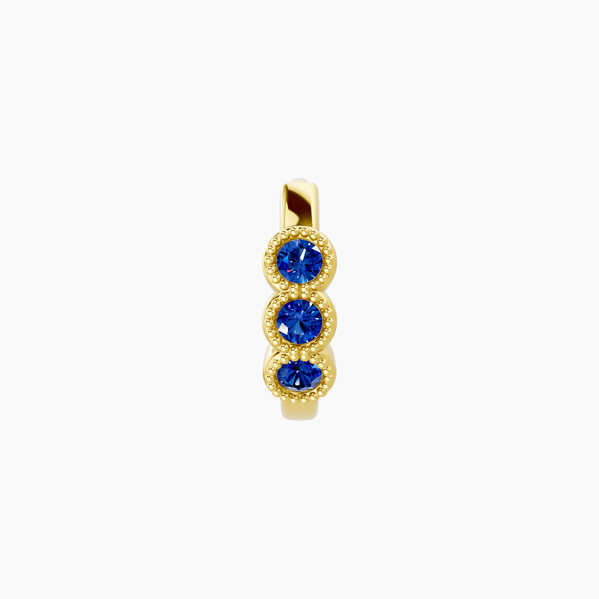Irene | 18k Yellow Gold 6.5 mm Trilogy Sapphire Hoop Piercing