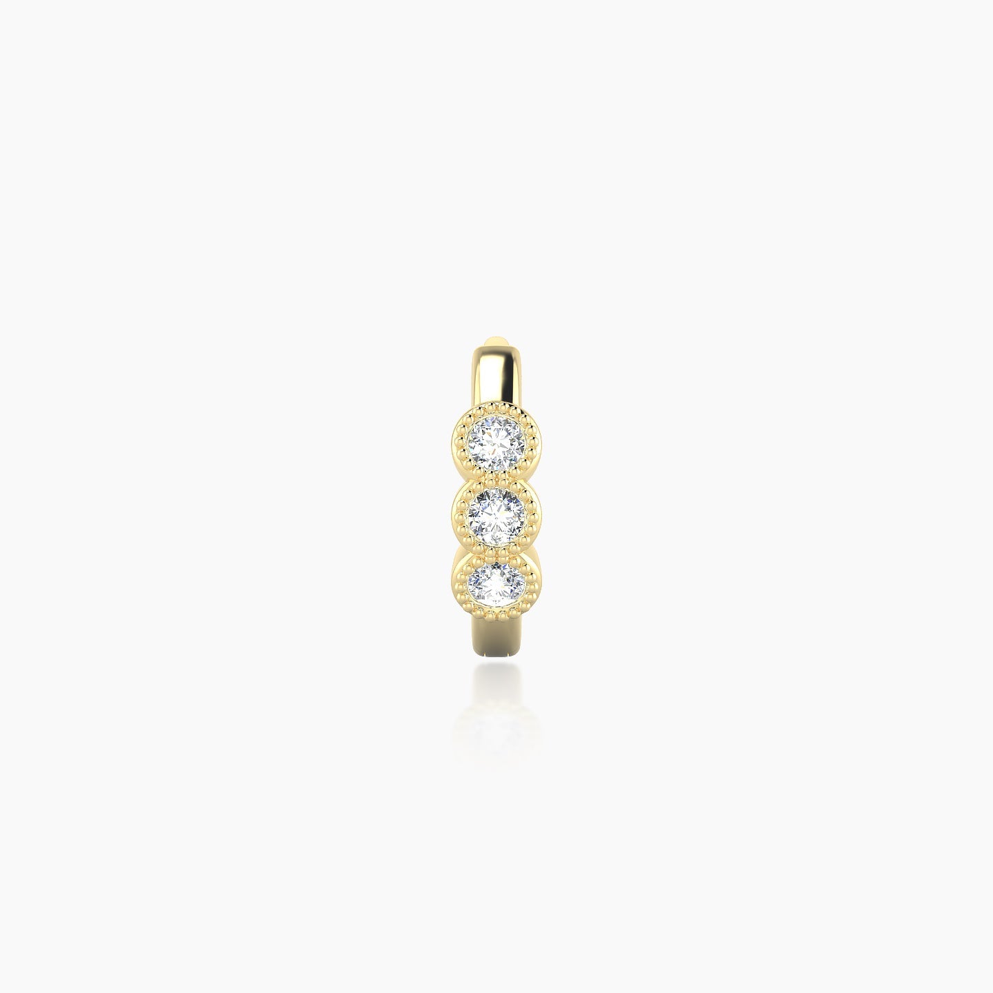 Irene | 18k Yellow Gold 6.5 mm Trilogy Diamond Nose Ring Piercing