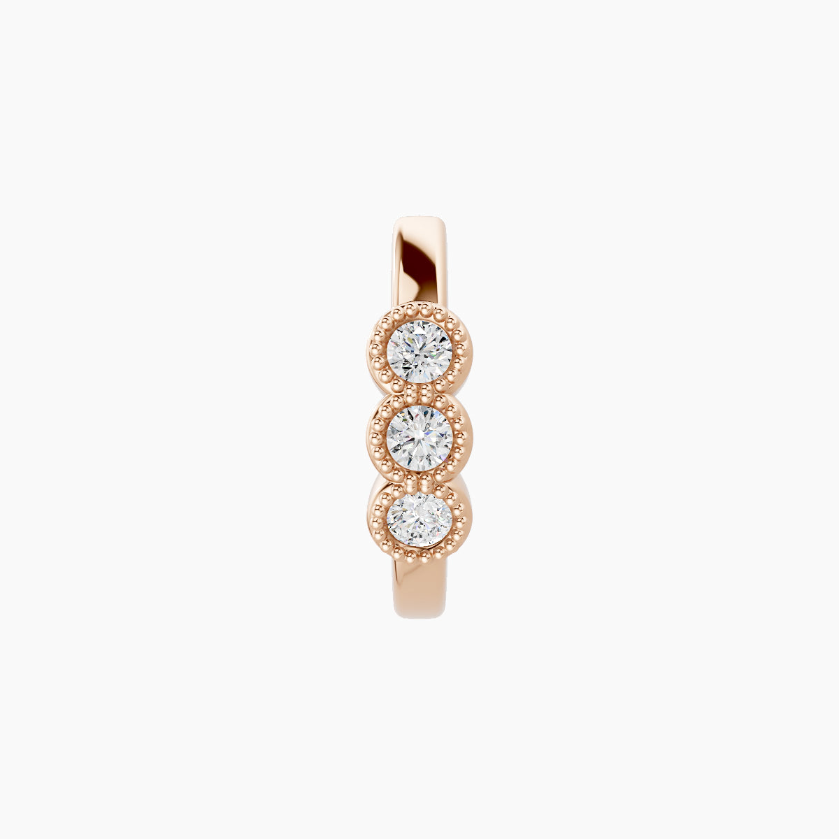 Irene | 18k Rose Gold 8 mm Trilogy Diamond Hoop Piercing