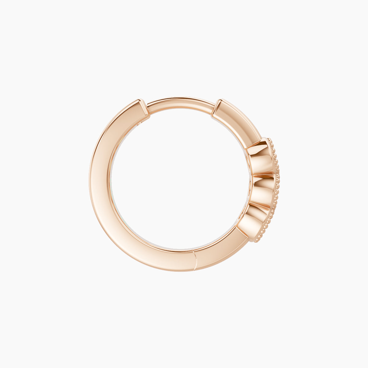 Irene | 18k Rose Gold 8 mm Trilogy Emerald Hoop Piercing
