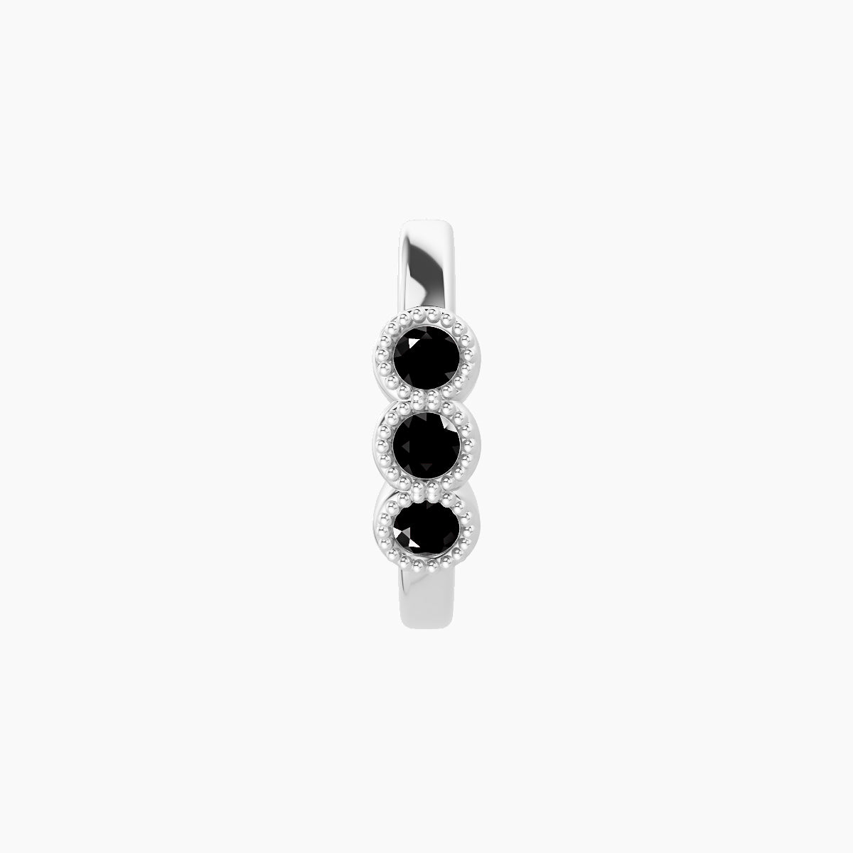 Irene | 18k White Gold 8 mm Trilogy Black Diamond Hoop Piercing