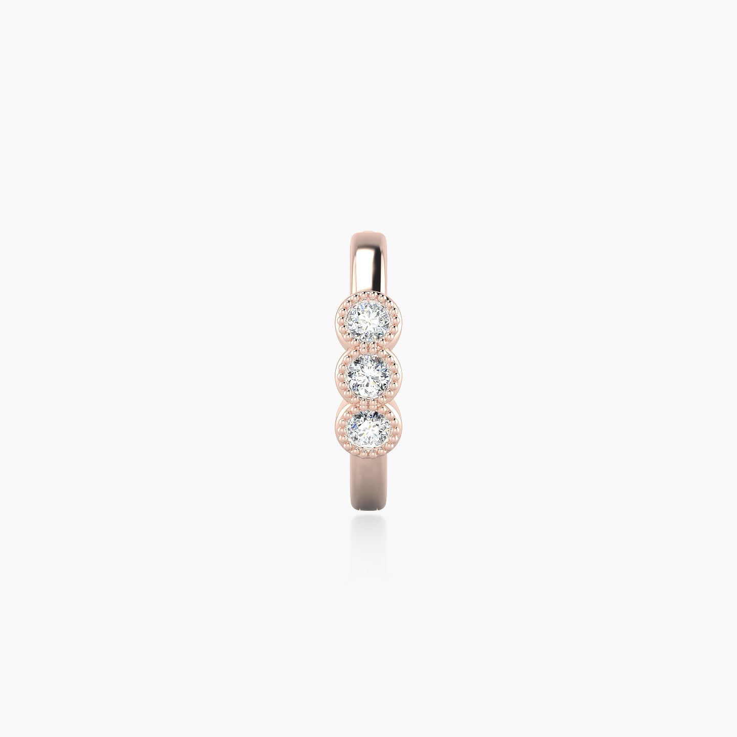 Irene | 18k Rose Gold 8 mm Trilogy Diamond Nose Ring Piercing