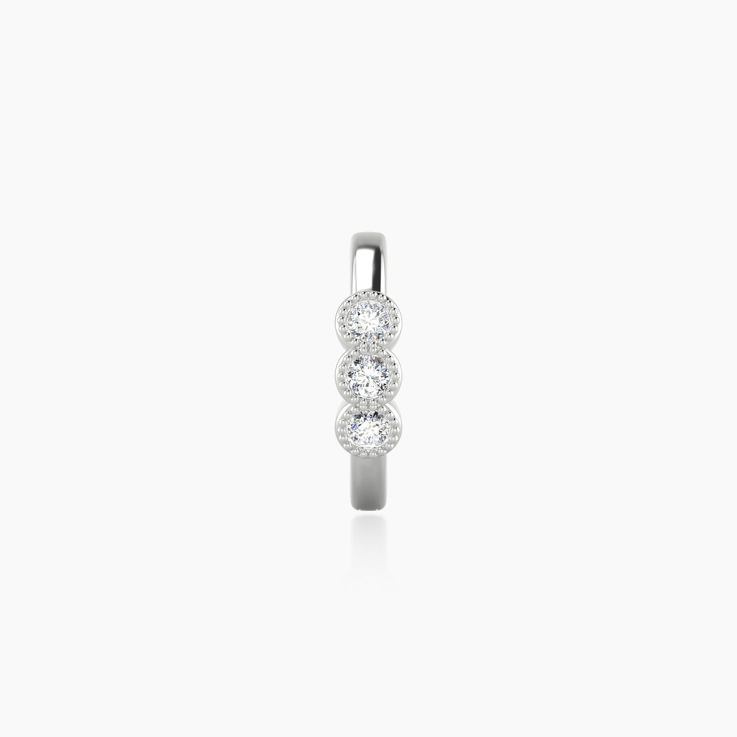 Irene | 18k White Gold 8 mm Trilogy Diamond Nose Ring Piercing
