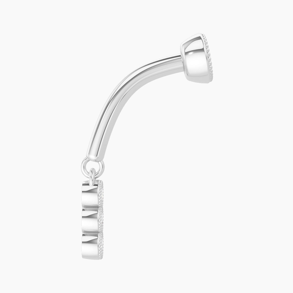 Irene | 18k White Gold 8 mm Trilogy Diamond Rook Piercing