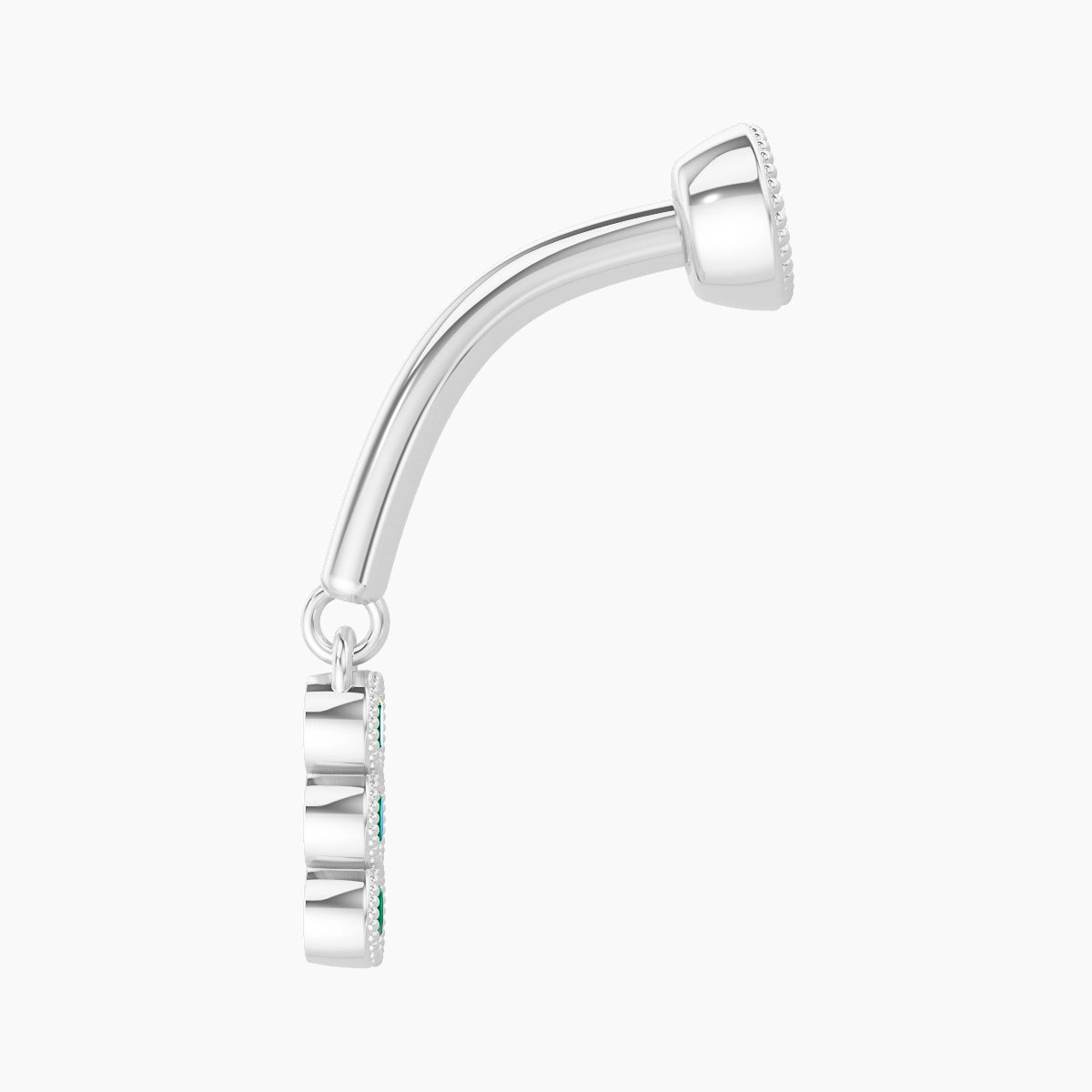 Irene | 18k White Gold 8 mm Trilogy Emerald & Diamond Rook Piercing