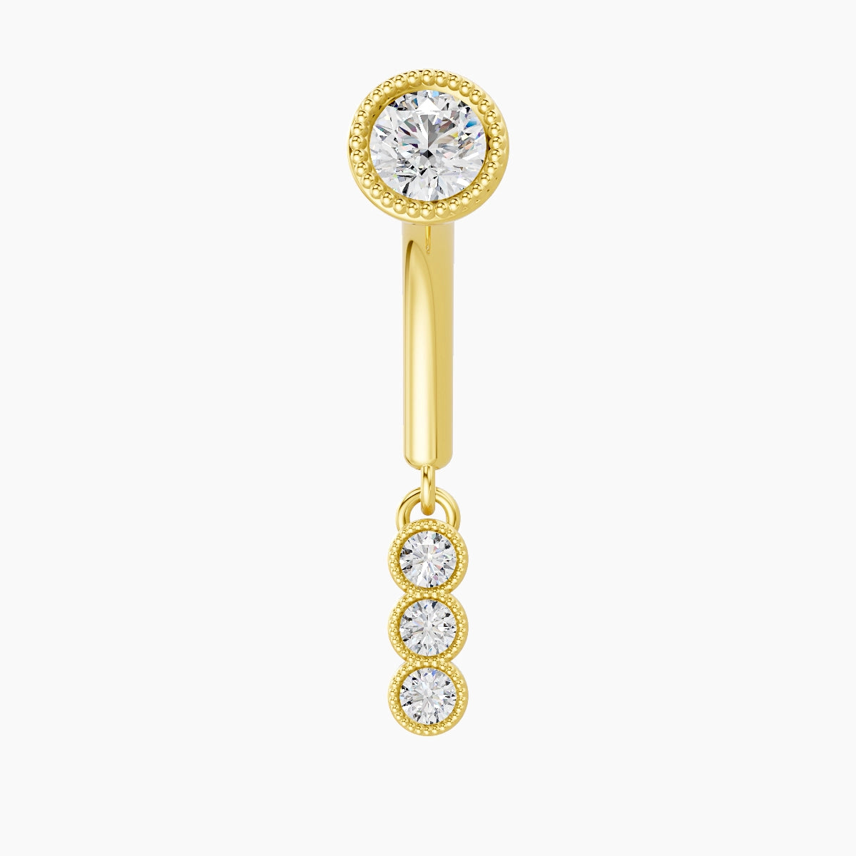 Irene | 18k Yellow Gold 8 mm Trilogy Diamond Rook Piercing