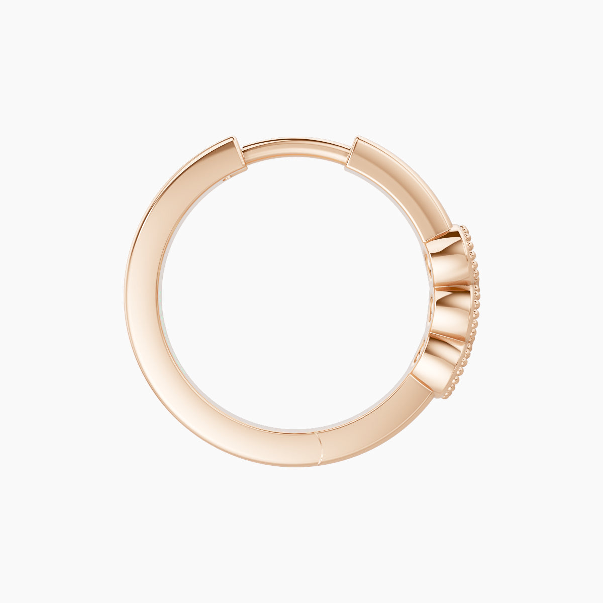 Irene | 18k Rose Gold 9.5 mm Trilogy Emerald Hoop Piercing