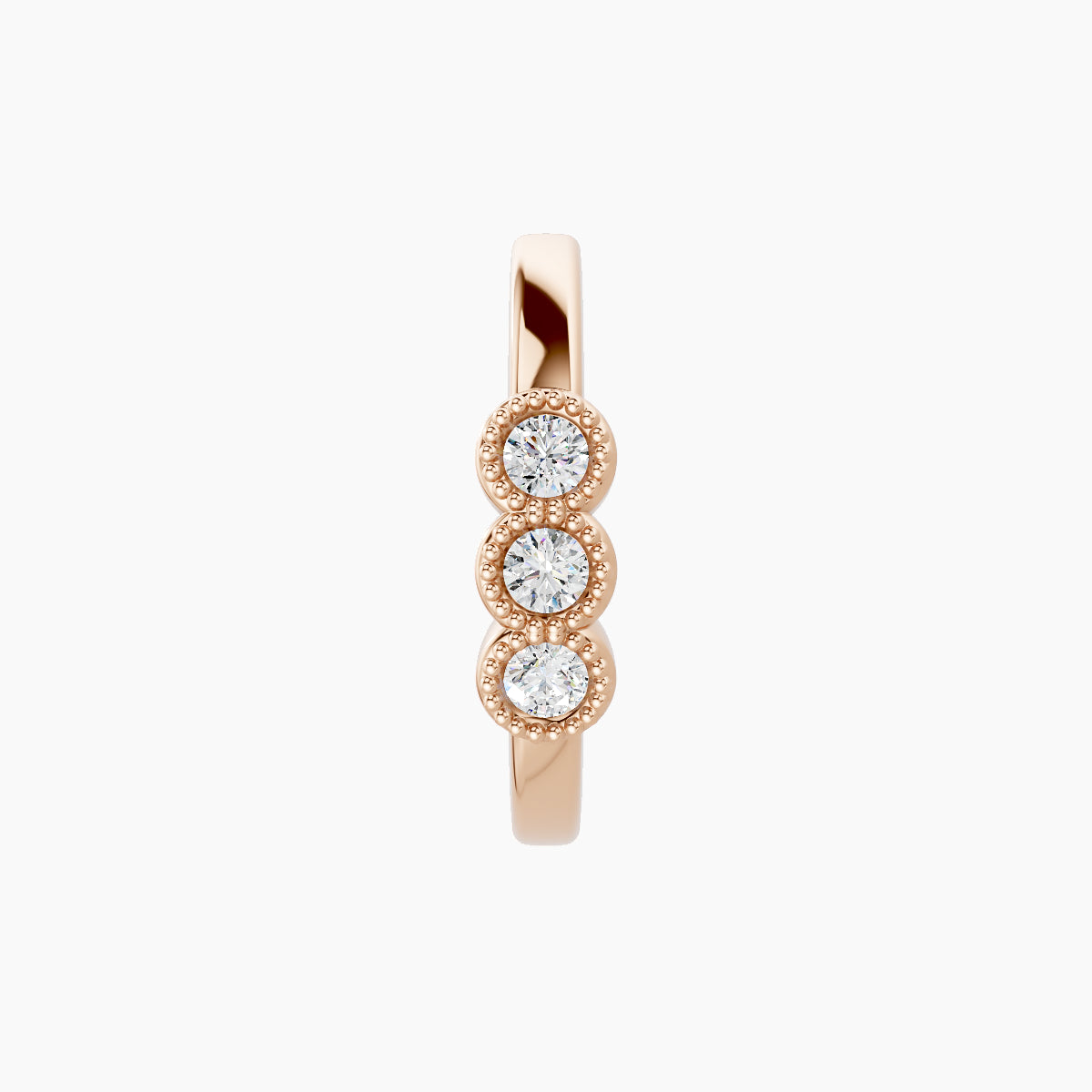 Irene | 18k Rose Gold 9.5 mm Trilogy Diamond Nose Ring Piercing