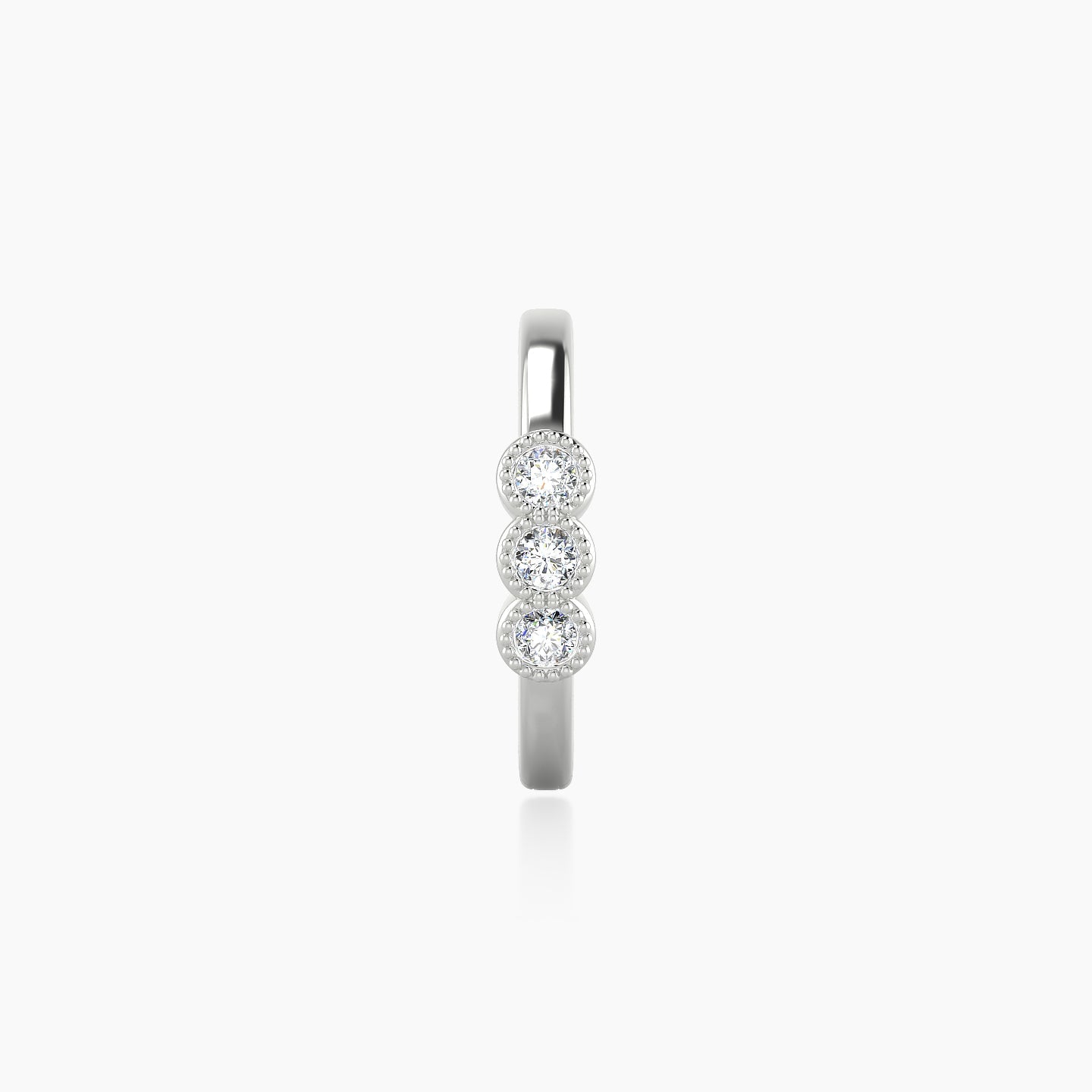 Irene | 18k White Gold 9.5 mm Trilogy Diamond Nose Ring Piercing