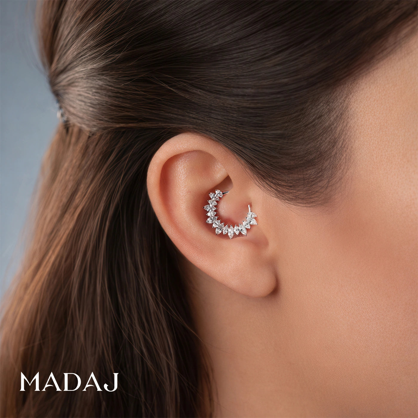 Joy | 18k White Gold 9.5 mm Diamond Daith Piercing