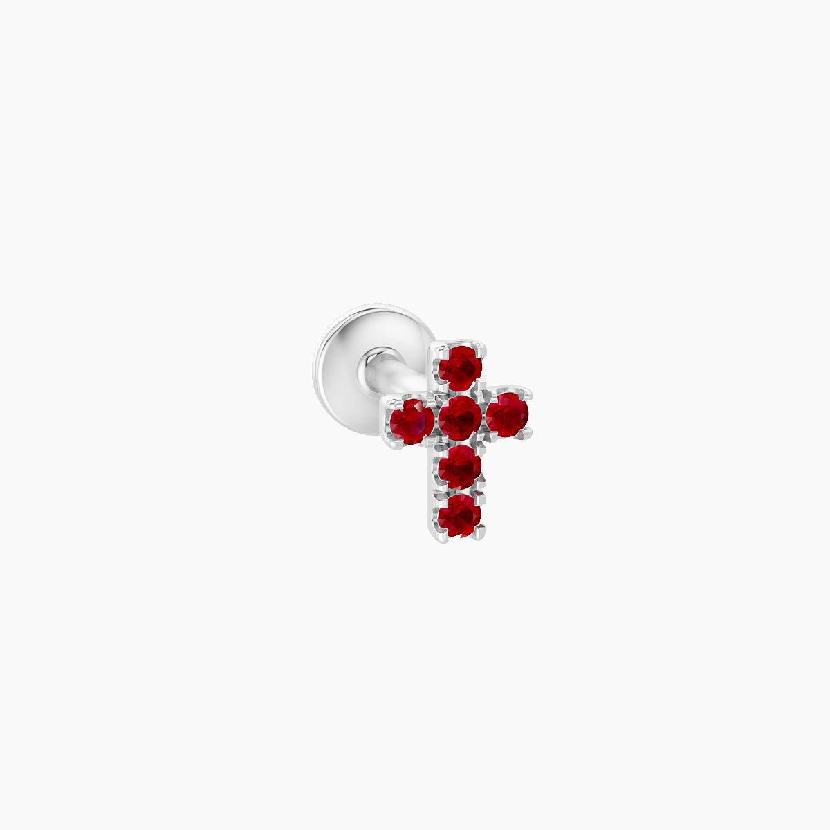 Junon | 18k White Gold 5 mm 5 mm Cross Ruby Nose Piercing